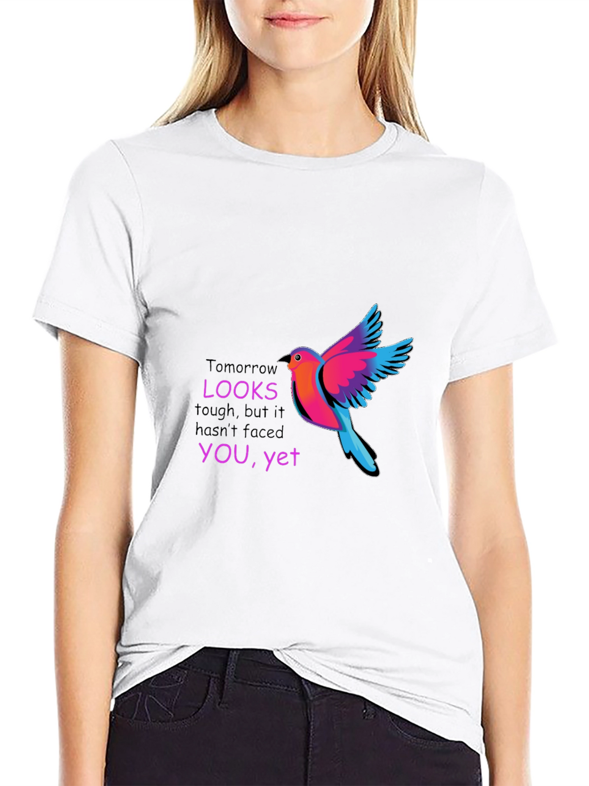 Motivational Bird Graphic Black T-Shirt