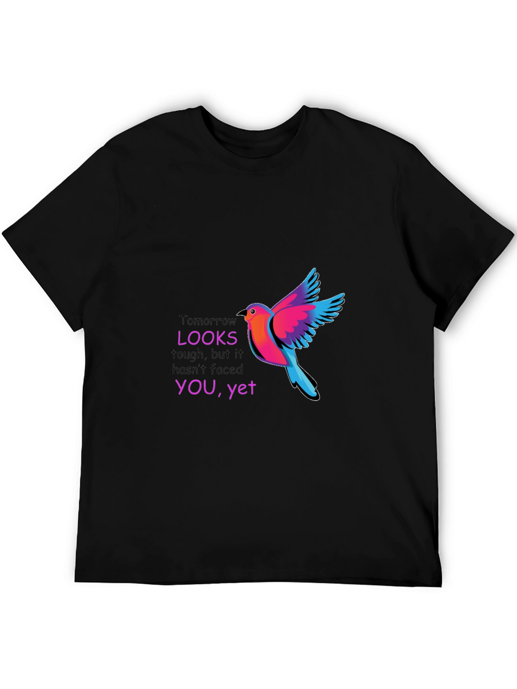 Motivational Bird Graphic Black T-Shirt