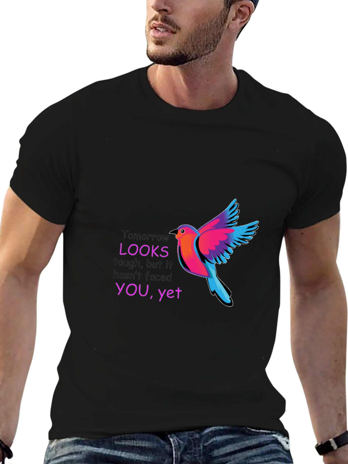 Motivational Bird Graphic Black T-Shirt