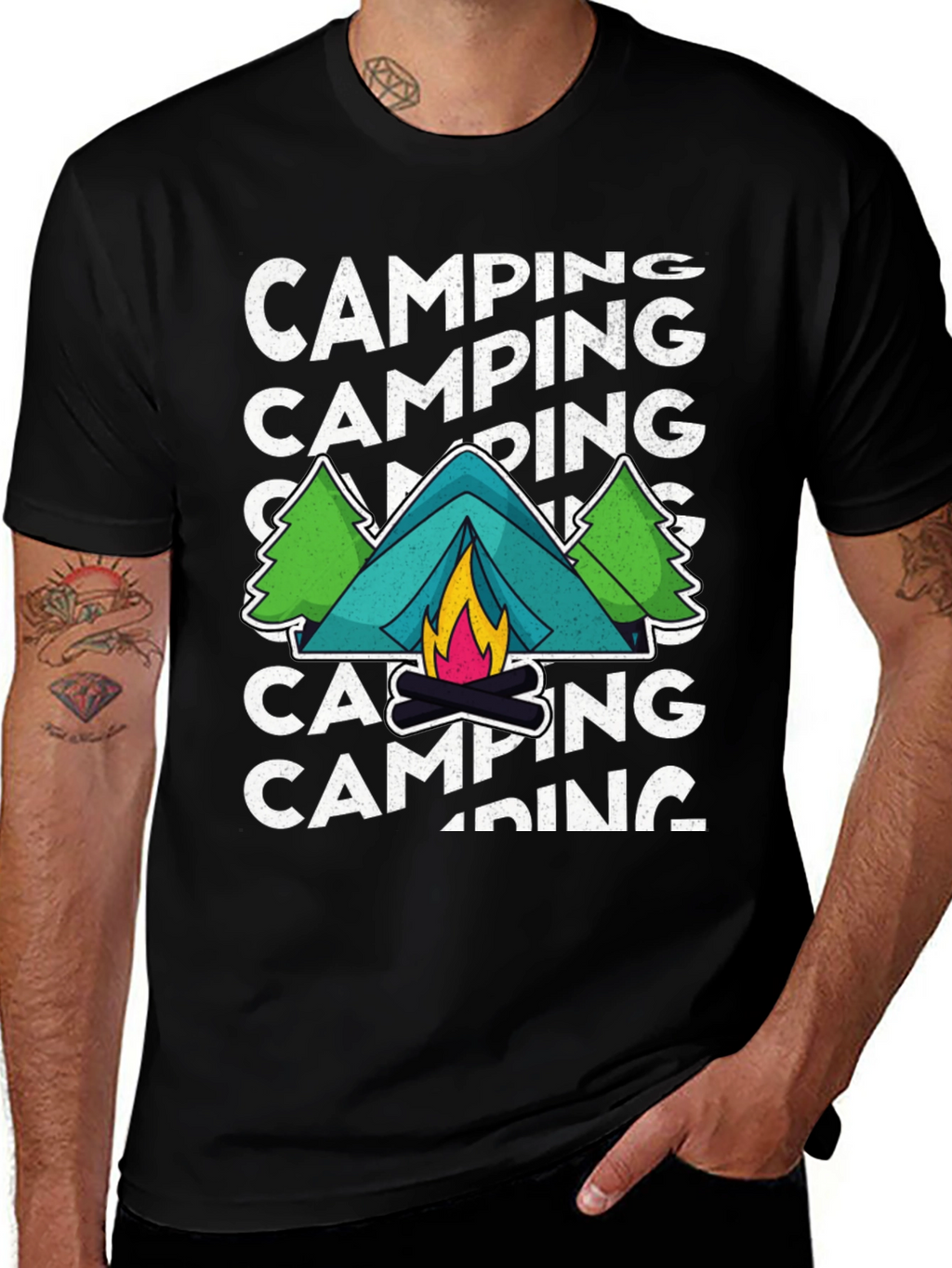 Camping Adventure Graphic Tee - Black