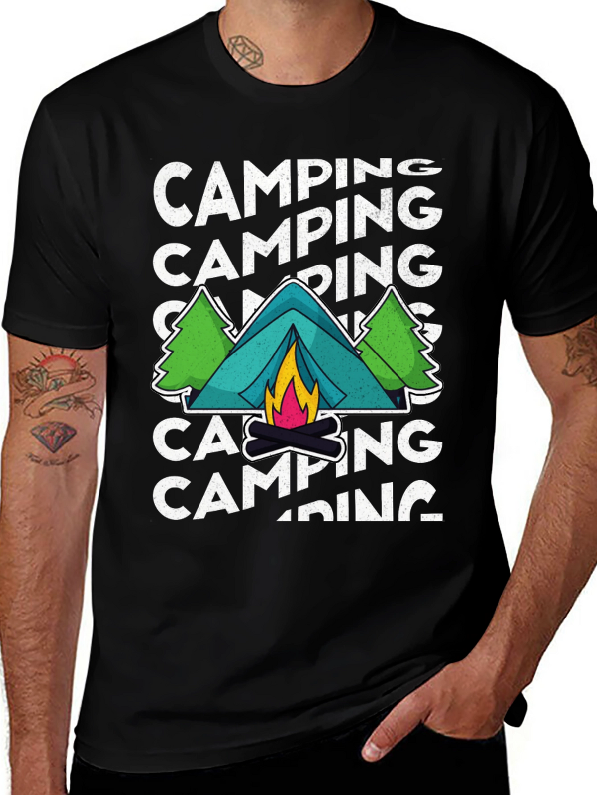 Camping Adventure Graphic Tee - Black