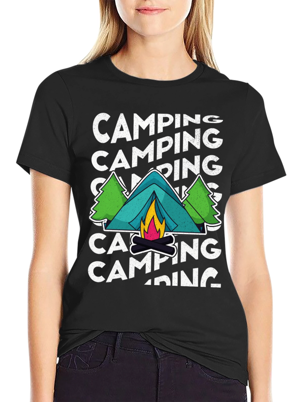 Camping Adventure Graphic Tee - Black