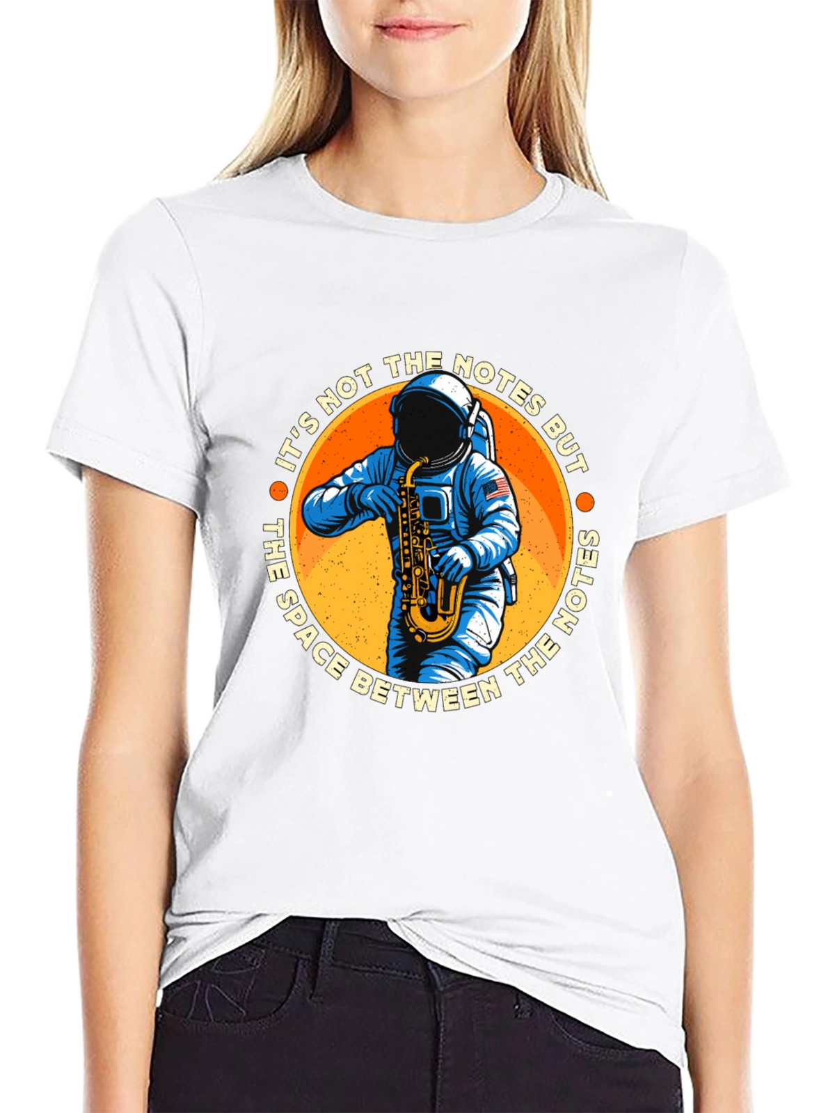 Astronaut Saxophone T-Shirt: Space Between the Notes