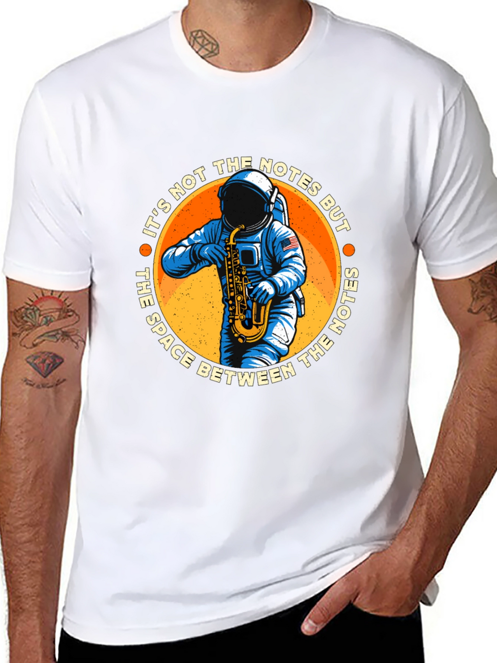 Astronaut Saxophone T-Shirt: Space Between the Notes