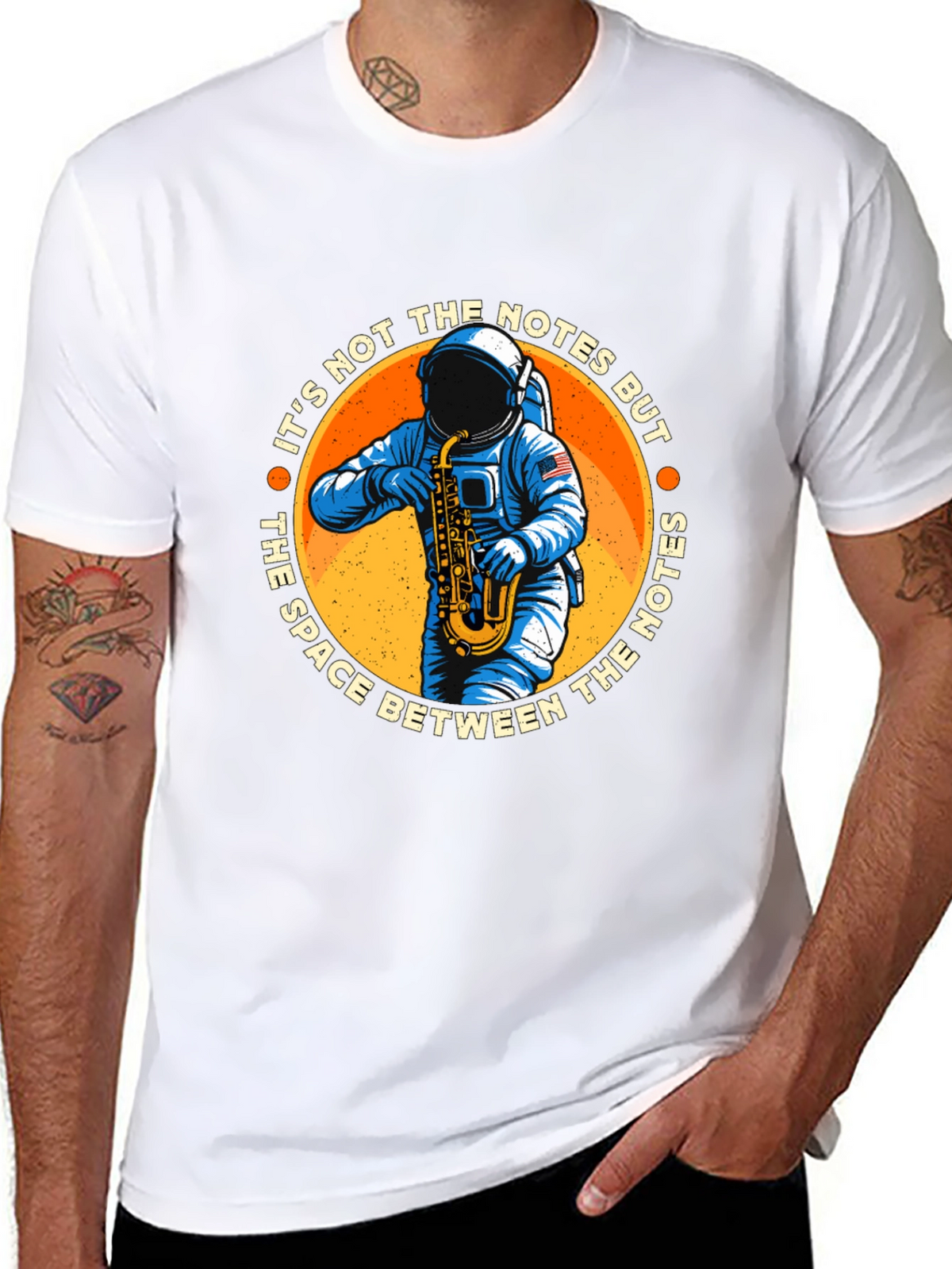 Astronaut Saxophone T-Shirt: Space Between the Notes