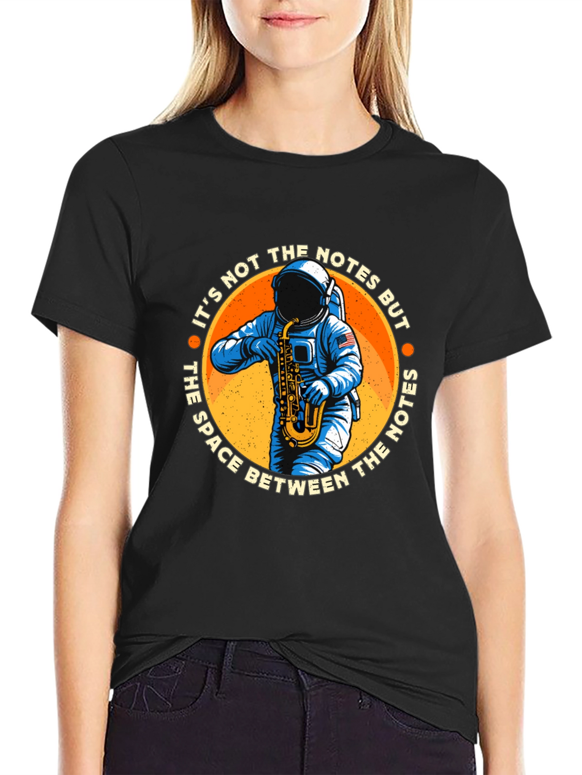 Astronaut Saxophone T-Shirt: Space Between the Notes