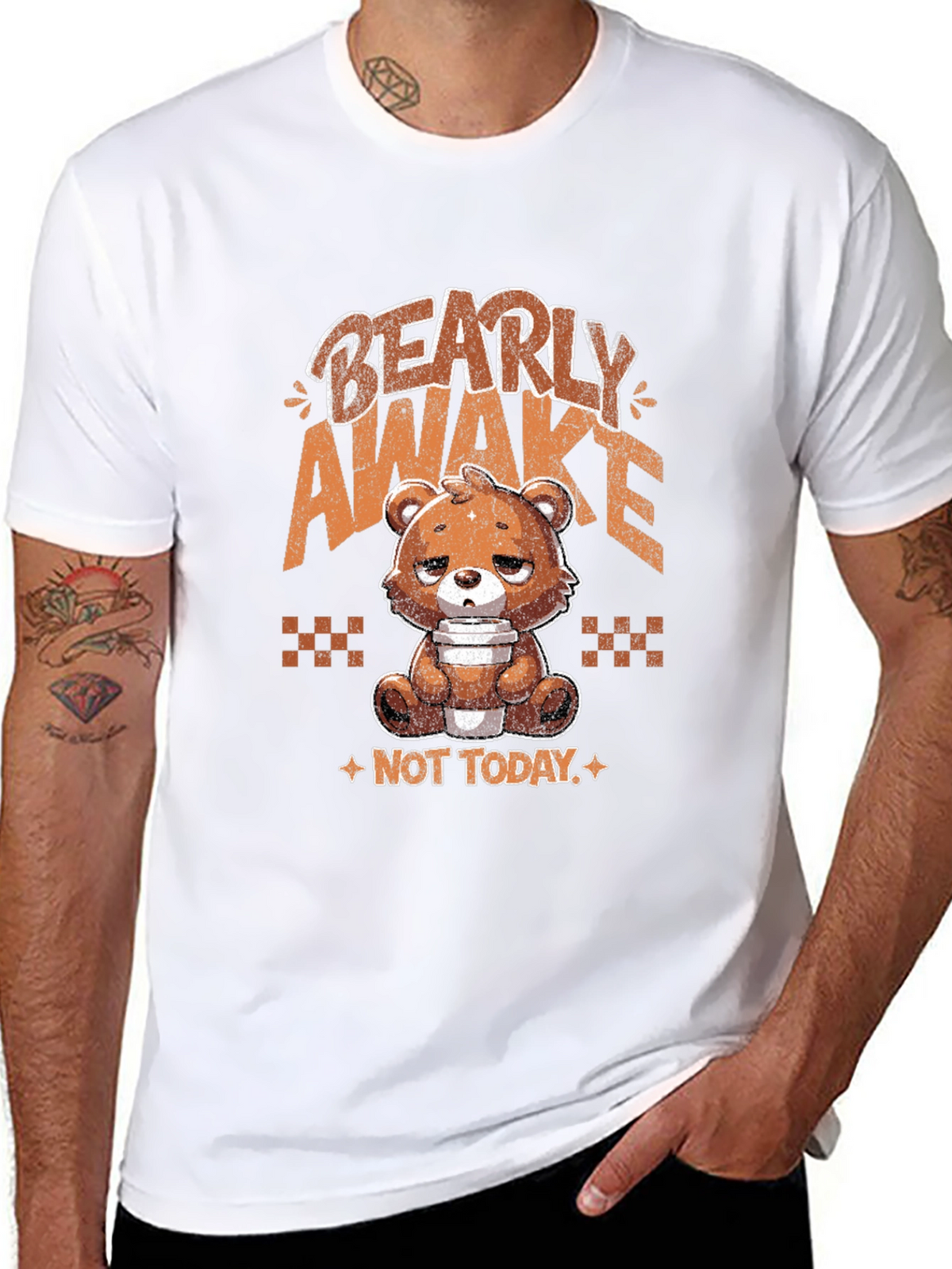 Bearly Awake Graphic Tee - Funny Sleepy Bear T-Shirt