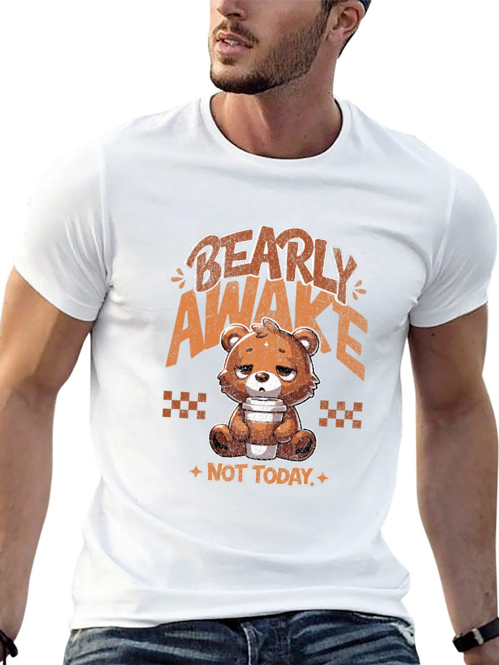Bearly Awake Graphic Tee - Funny Sleepy Bear T-Shirt