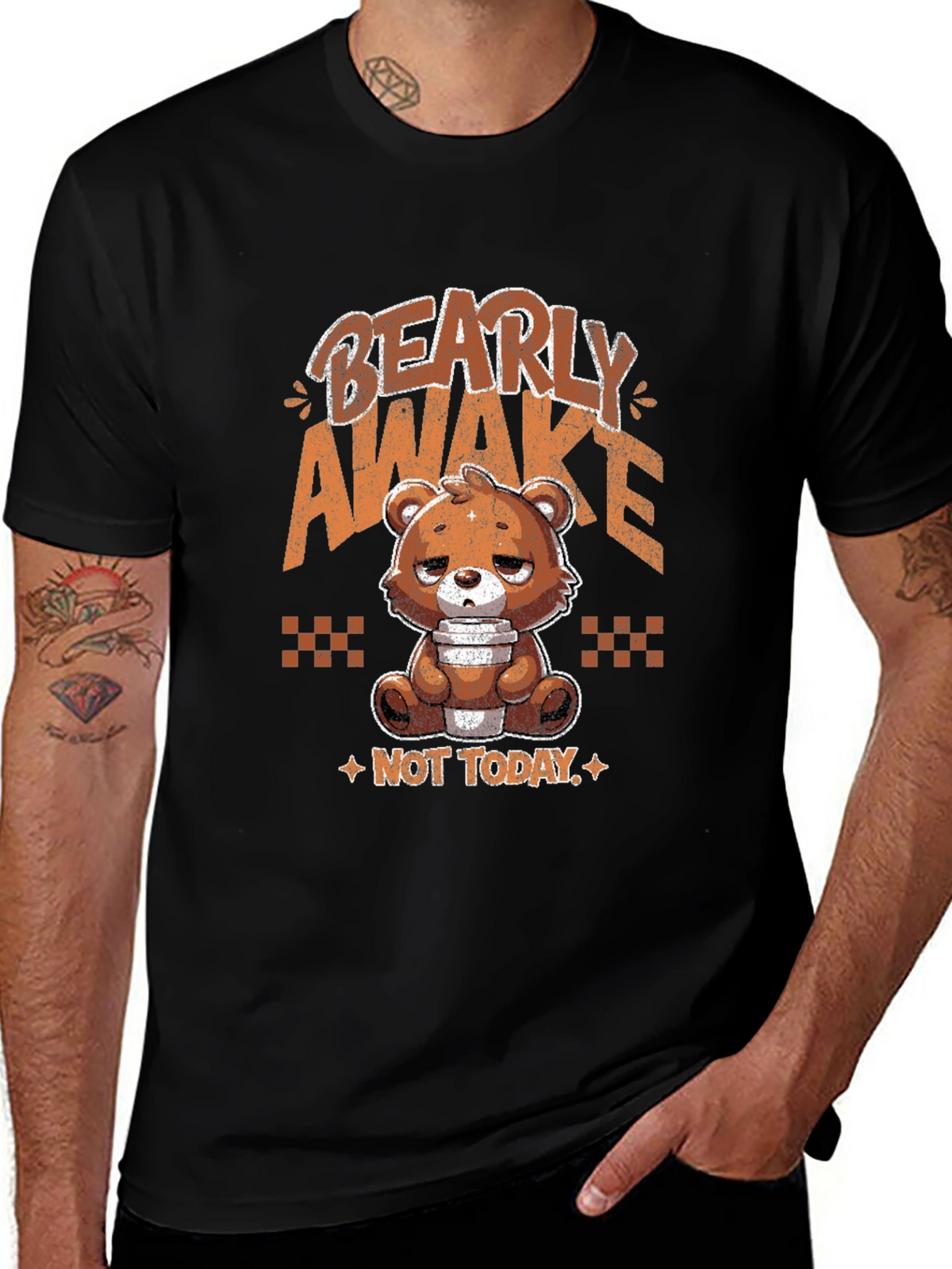 Bearly Awake Graphic Tee - Funny Sleepy Bear T-Shirt