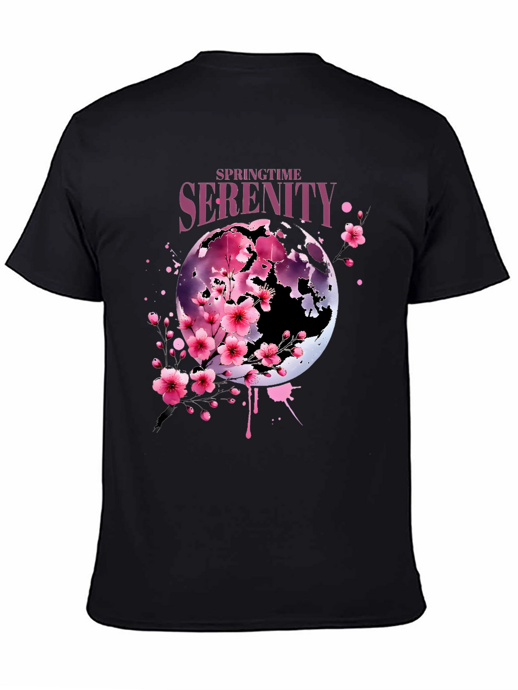 Springtime Serenity Graphic Tee - Black