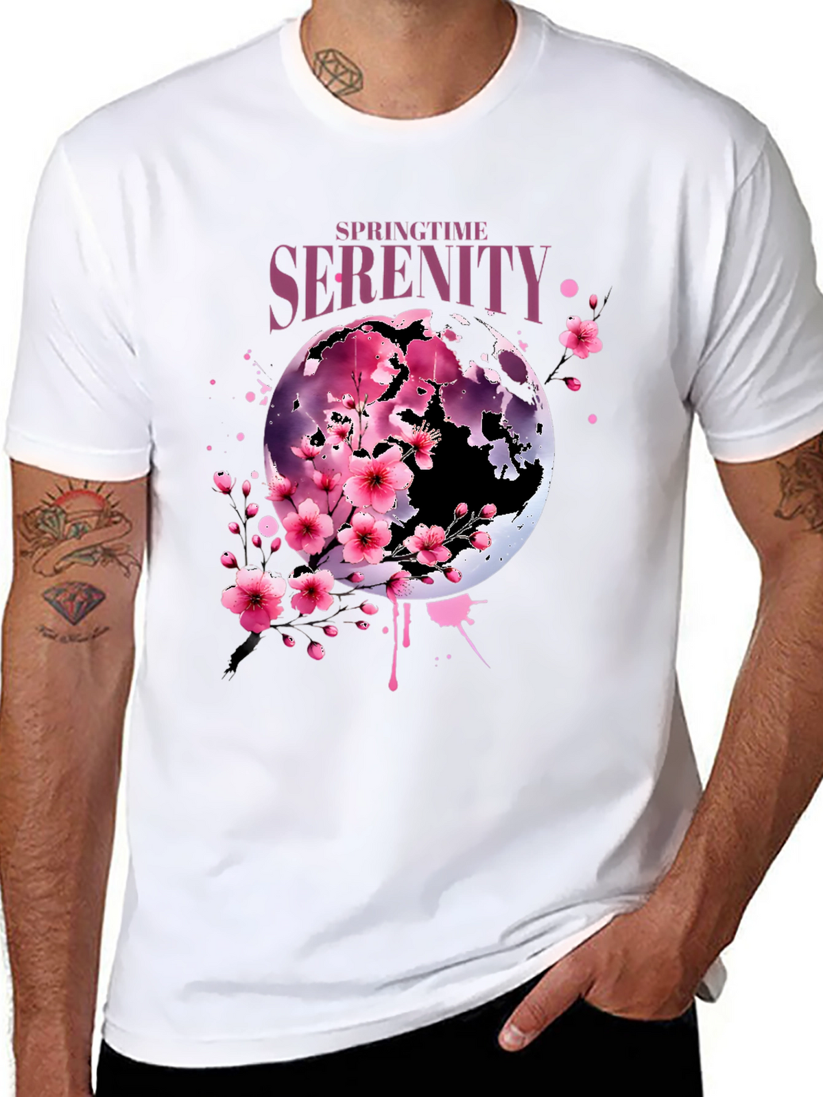 Springtime Serenity Graphic Tee - Black