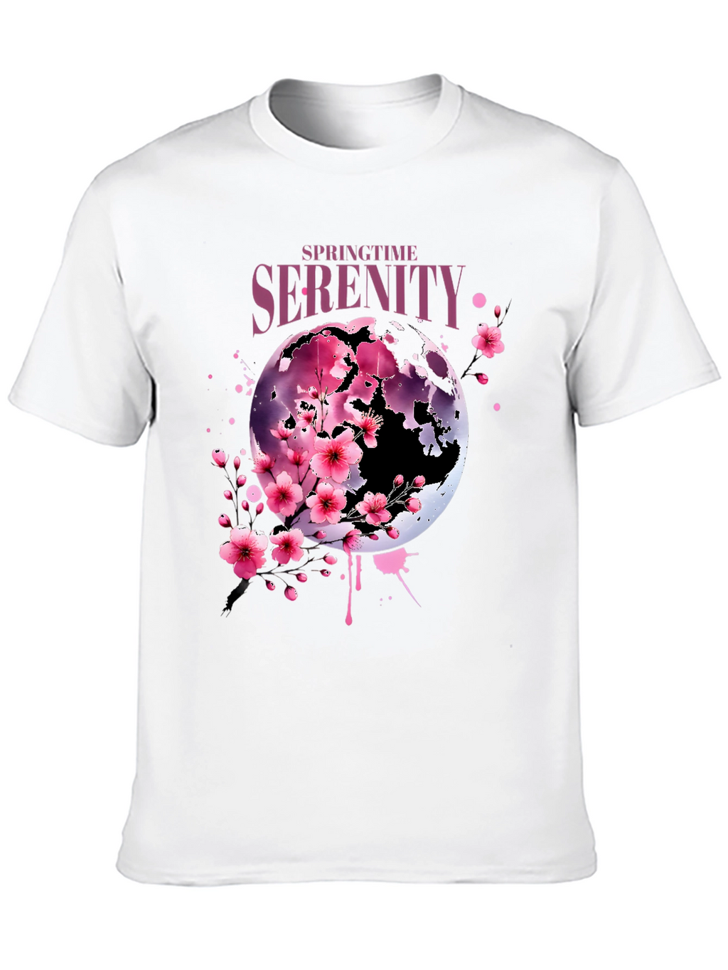 Springtime Serenity Graphic Tee - Black