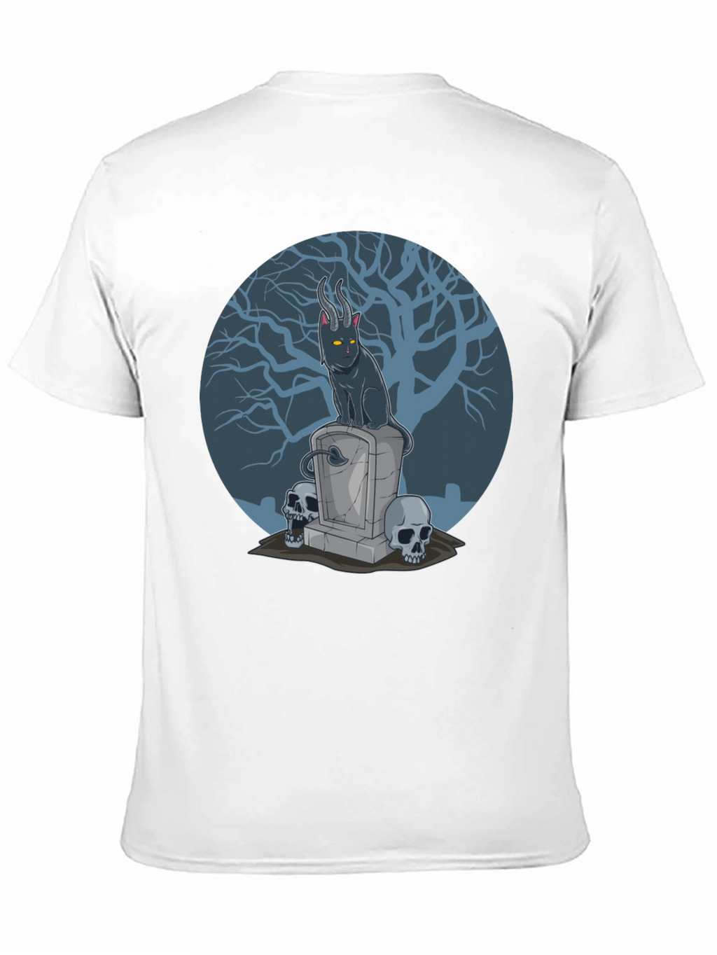Gothic Devil Cat on Tombstone T-Shirt