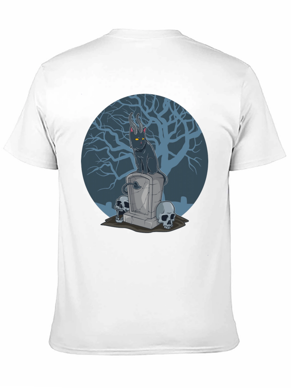 Gothic Devil Cat on Tombstone T-Shirt