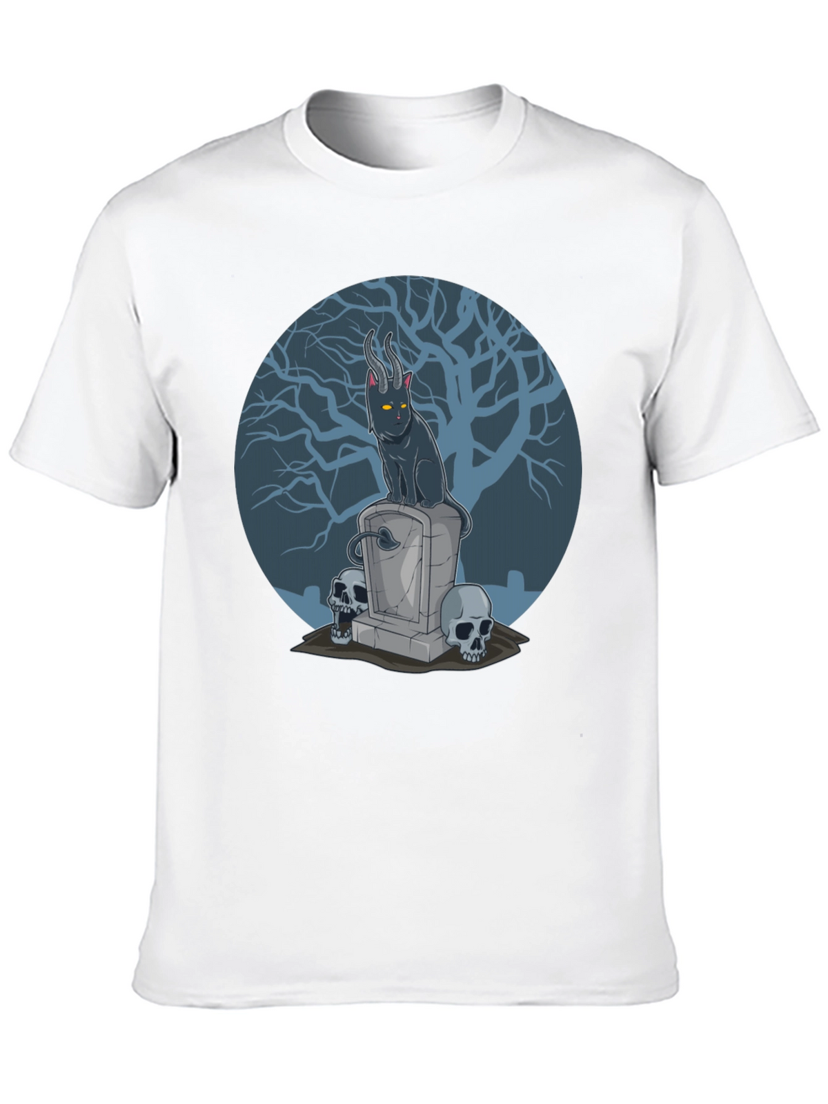 Gothic Devil Cat on Tombstone T-Shirt