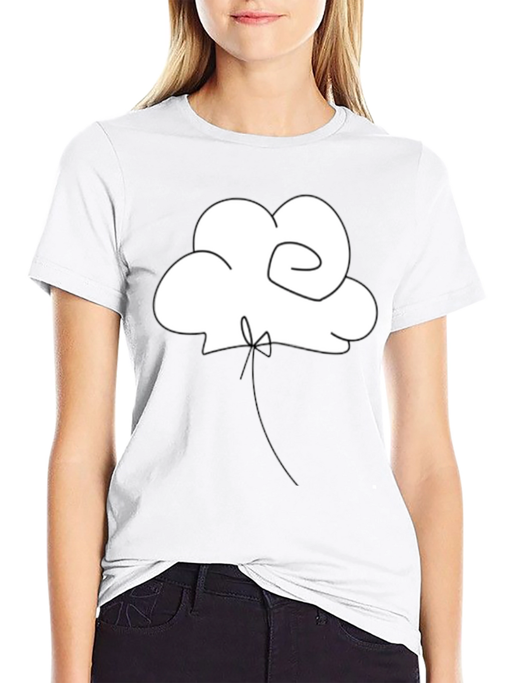 Minimalist Cloud Balloon Black T-Shirt