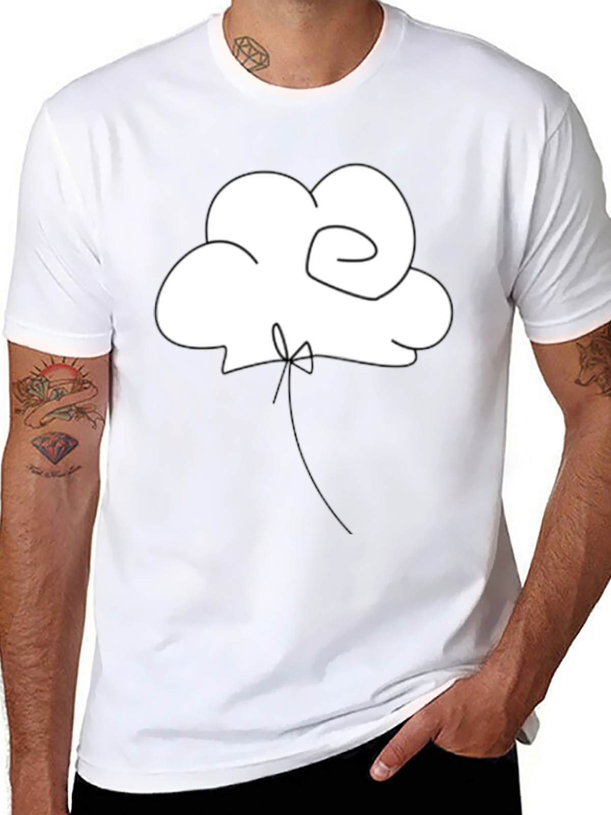 Minimalist Cloud Balloon Black T-Shirt