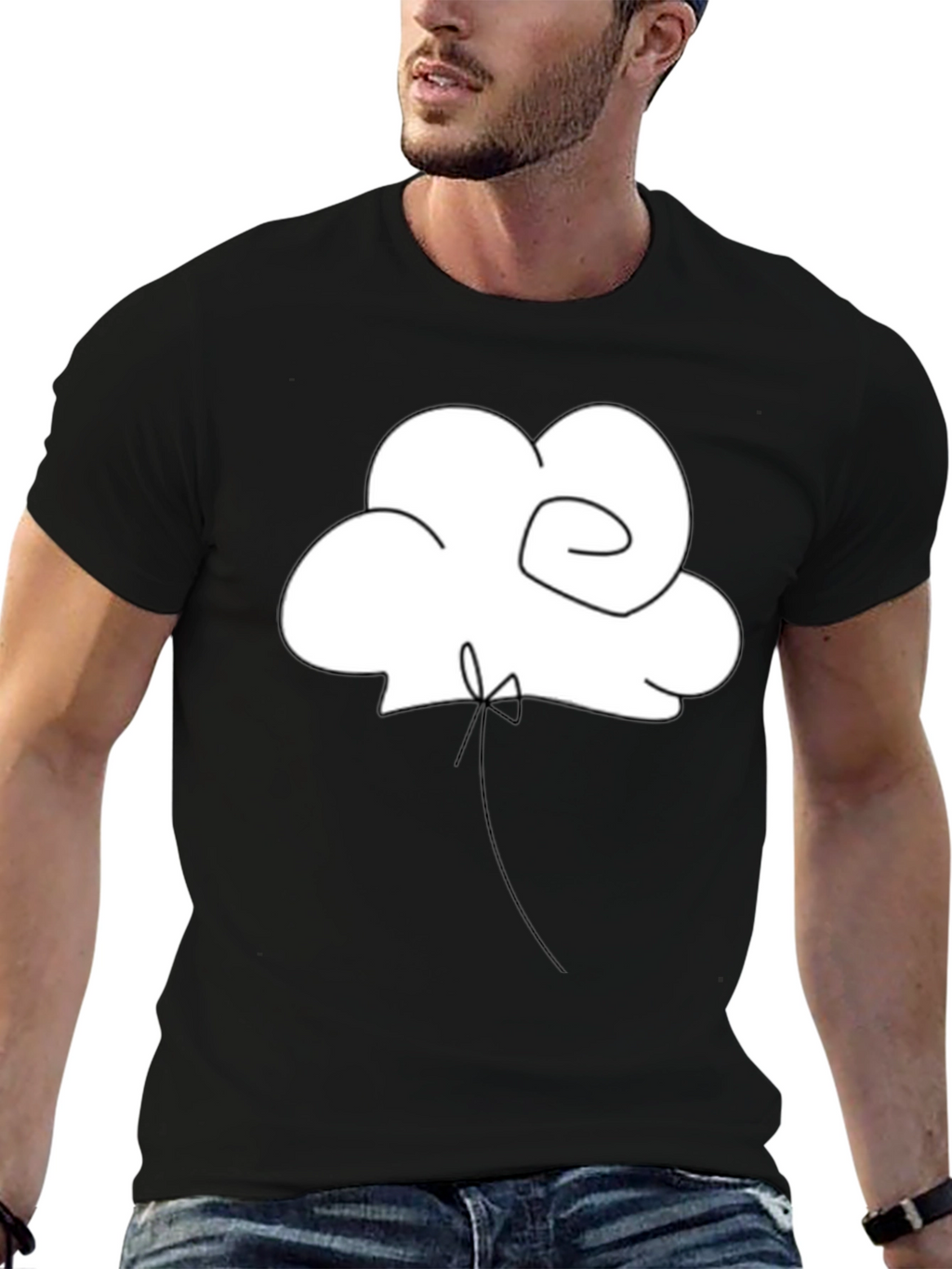 Minimalist Cloud Balloon Black T-Shirt