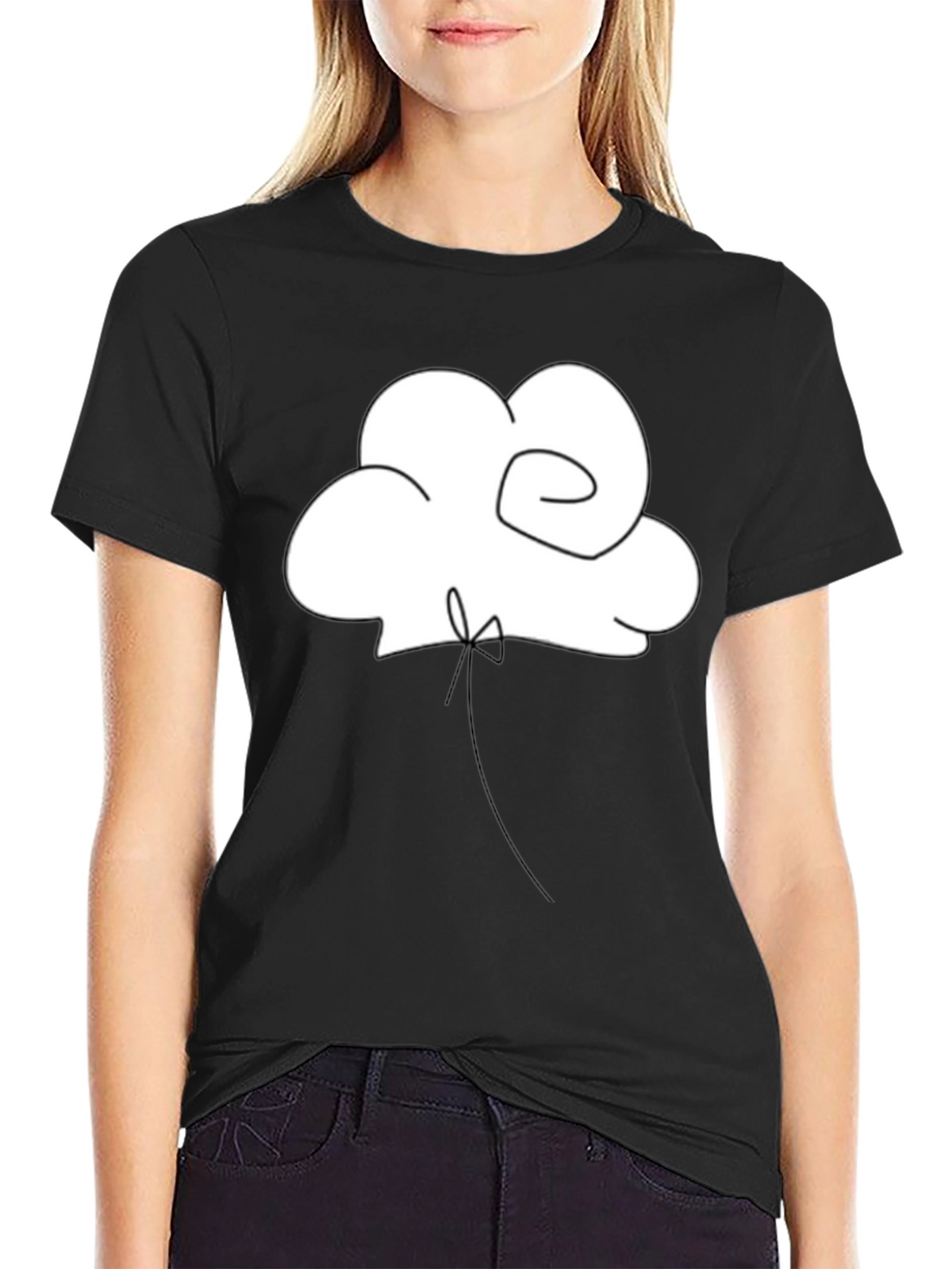 Minimalist Cloud Balloon Black T-Shirt