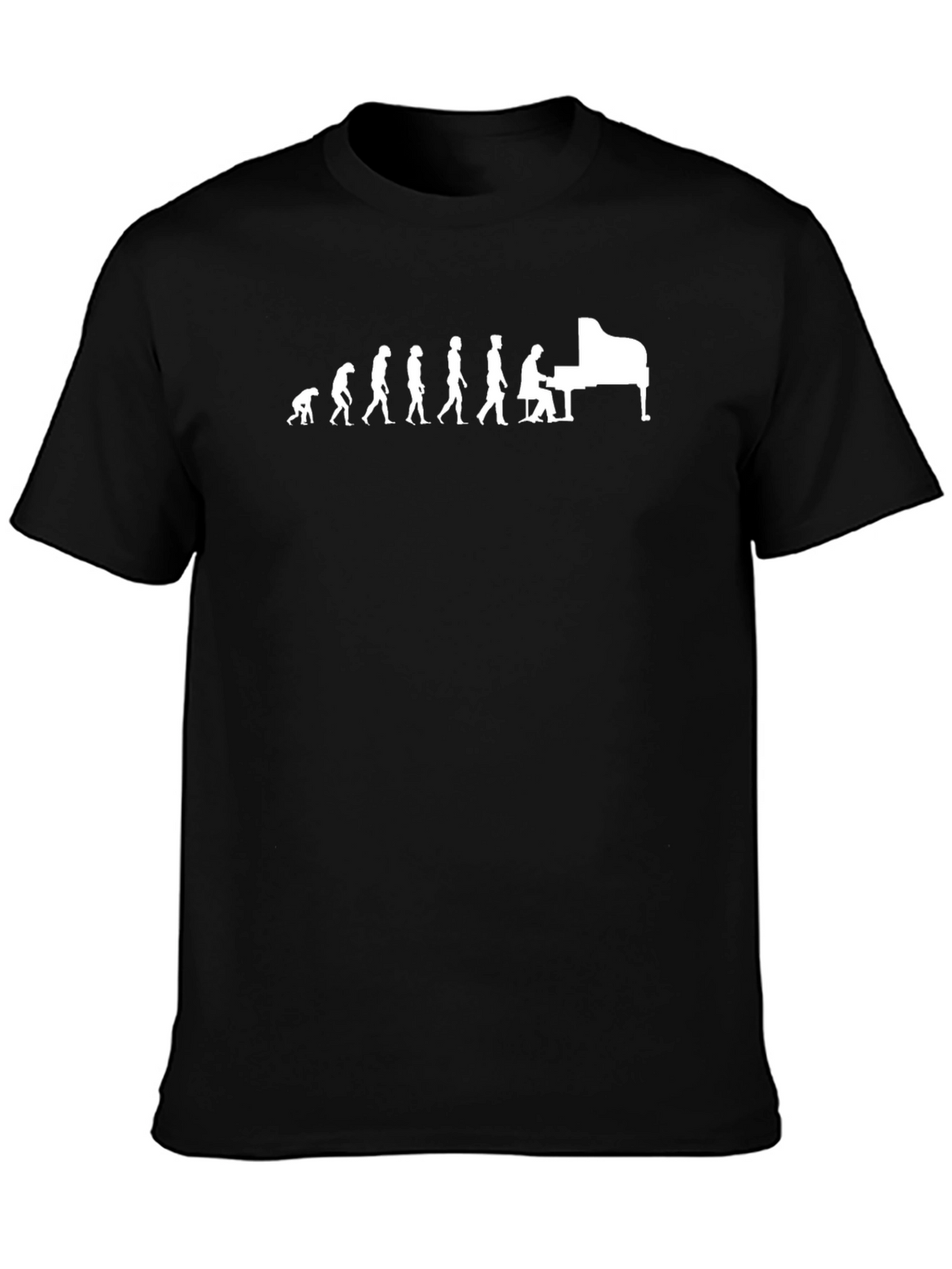 Evolution of Piano Player Black Graphic Tee