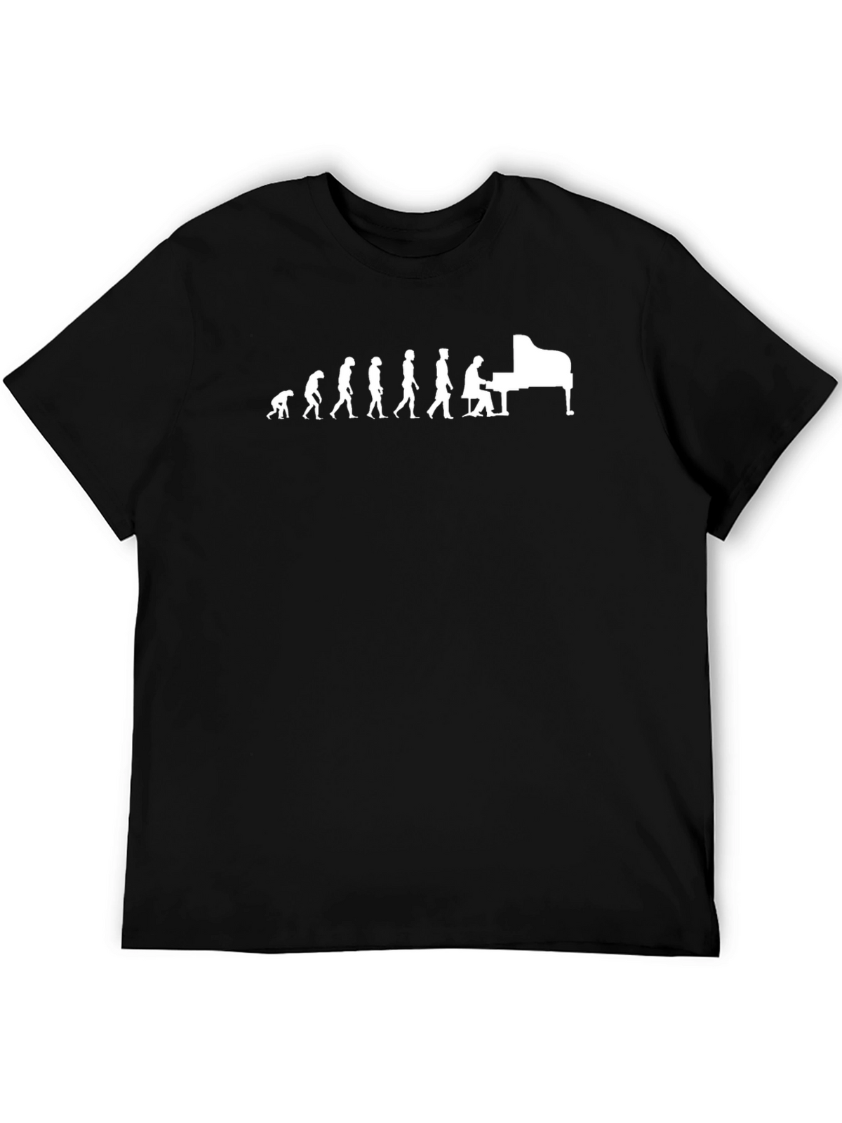 Evolution of Piano Player Black Graphic Tee