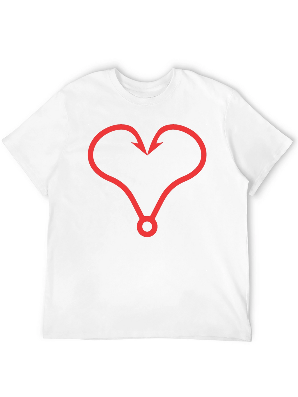 Fishing Hook Heart Graphic Tee - Black