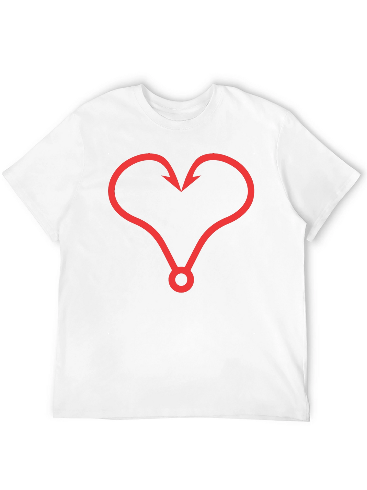 Fishing Hook Heart Graphic Tee - Black