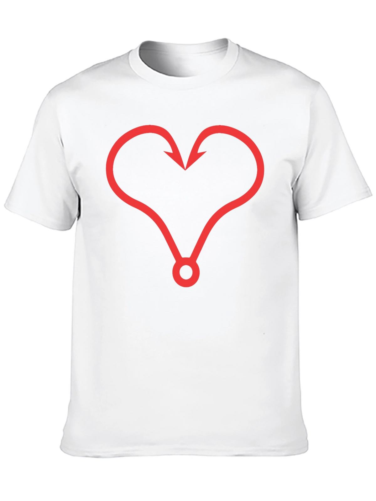 Fishing Hook Heart Graphic Tee - Black