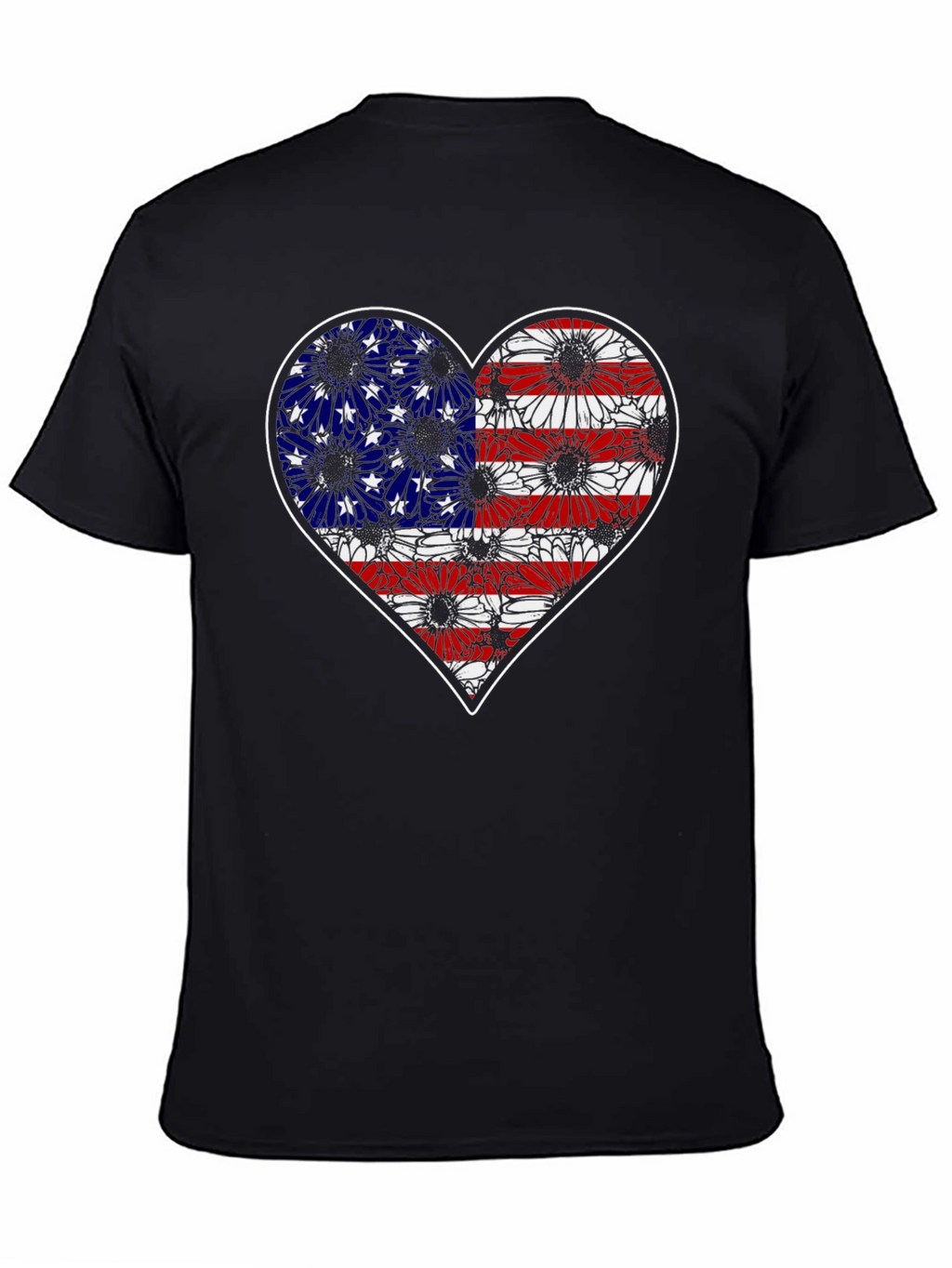 American Flag Heart Sunflower T-Shirt