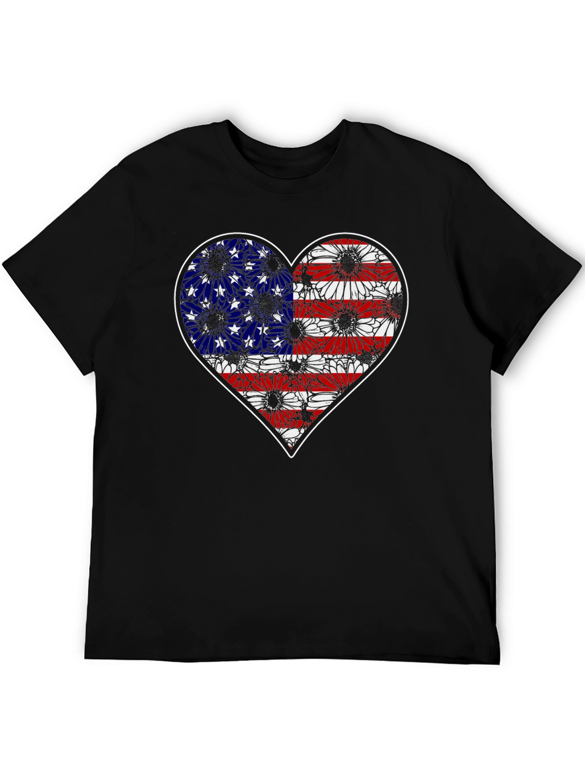 American Flag Heart Sunflower T-Shirt