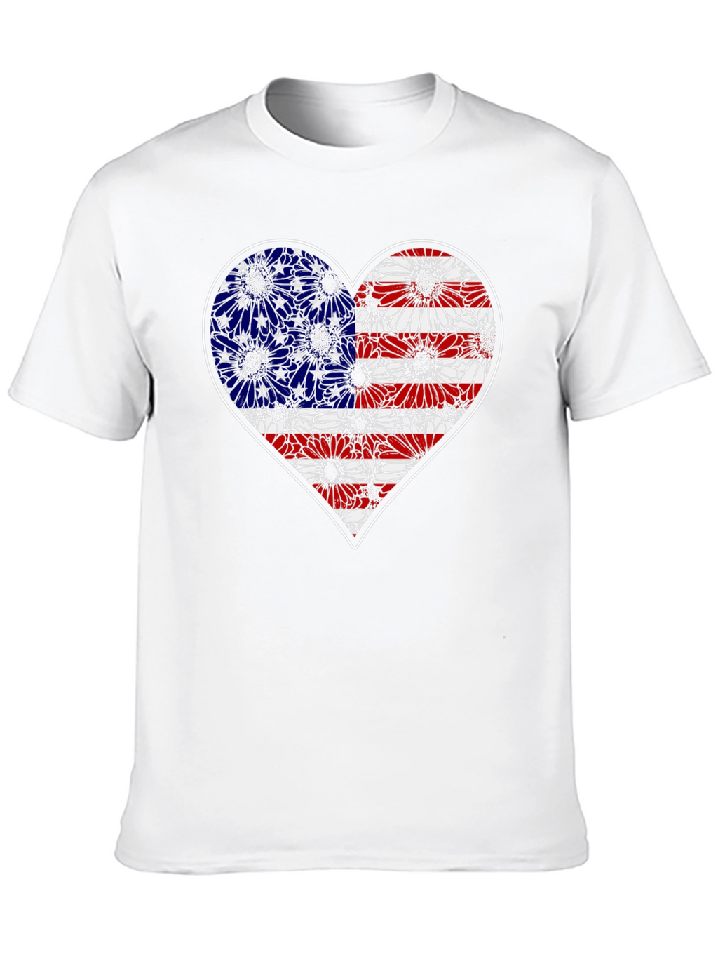 American Flag Heart Sunflower T-Shirt