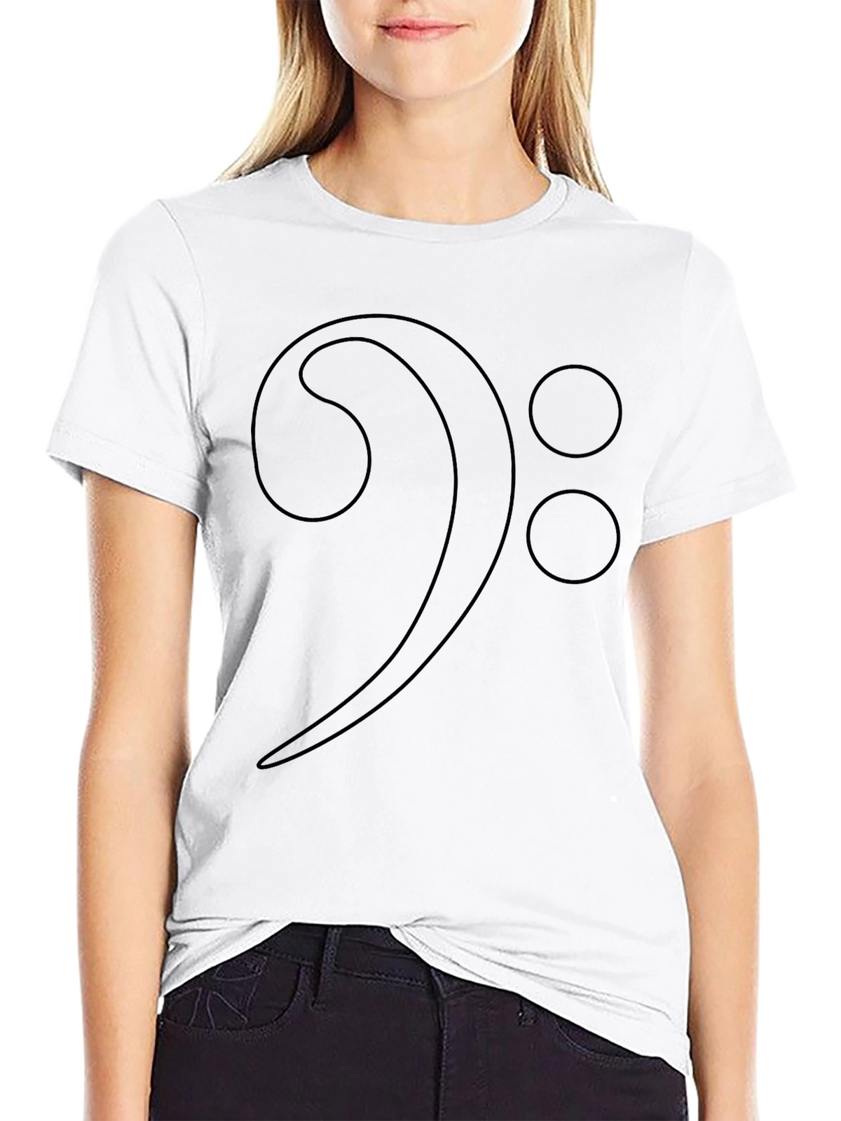 Bass Clef Music Note Graphic T-Shirt - Black