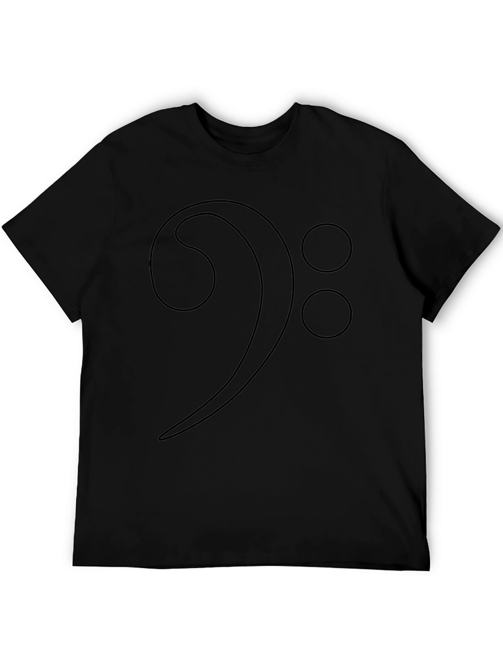 Bass Clef Music Note Graphic T-Shirt - Black