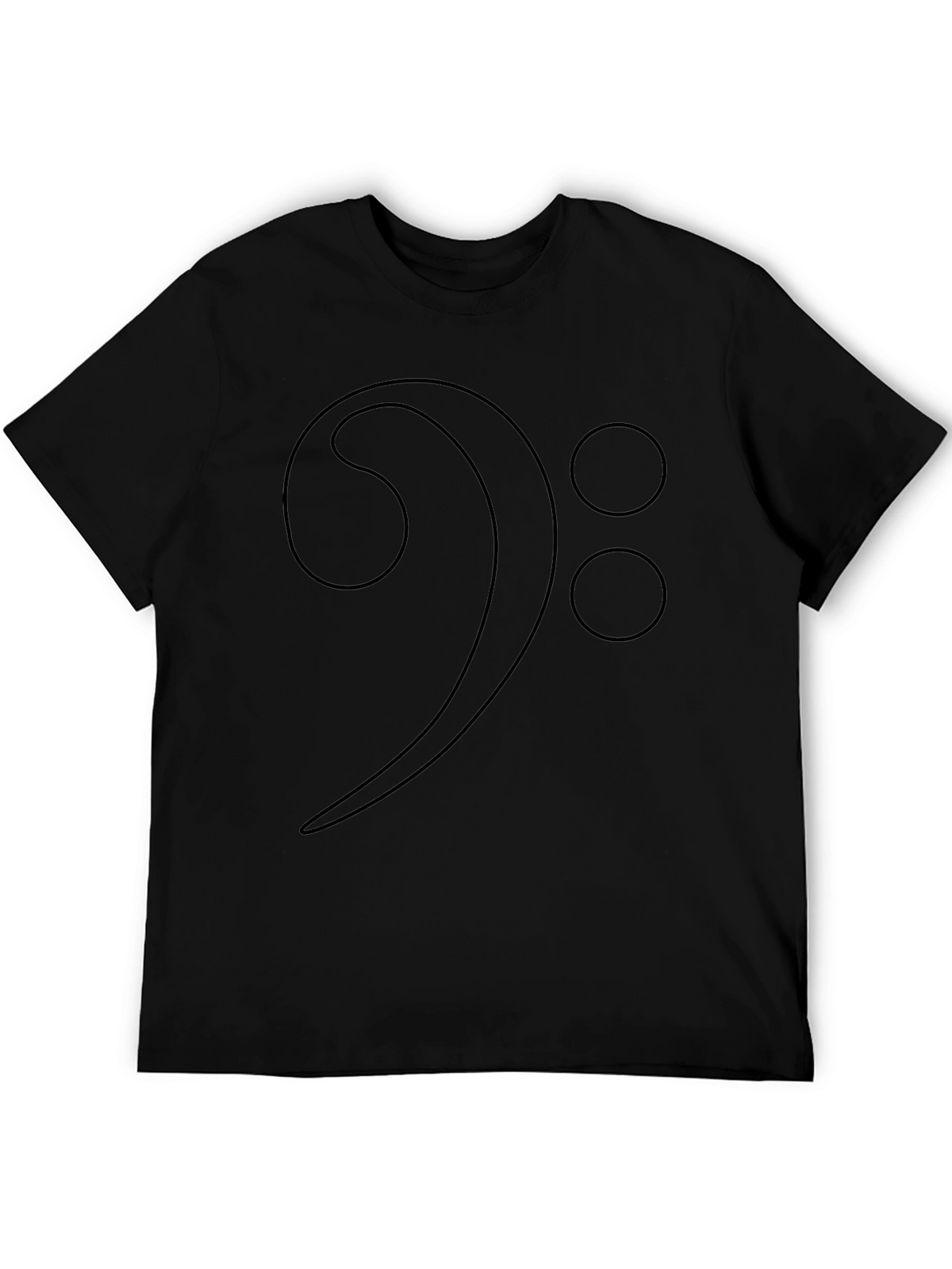 Bass Clef Music Note Graphic T-Shirt - Black