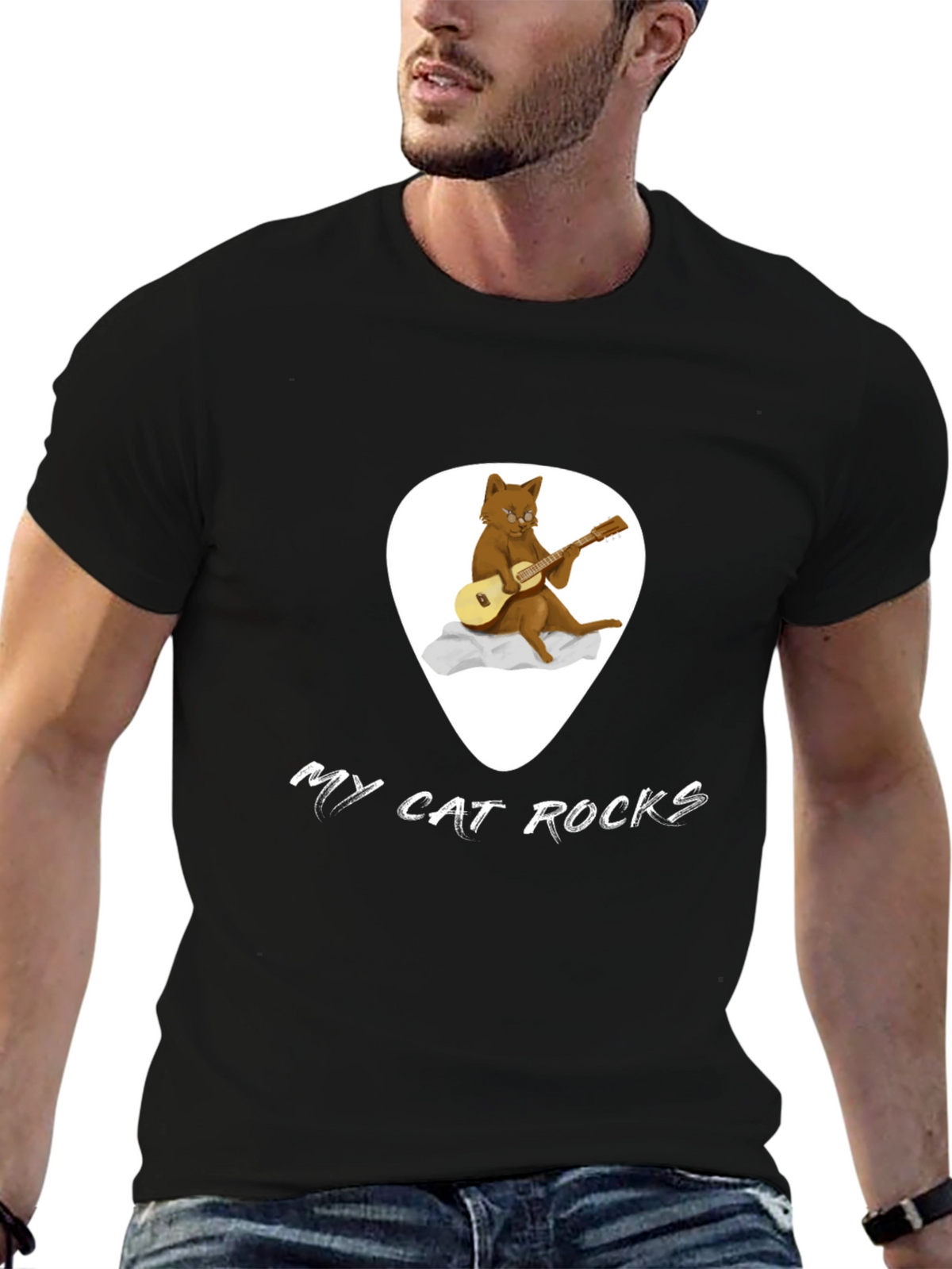 My Cat Rocks Black T-Shirt