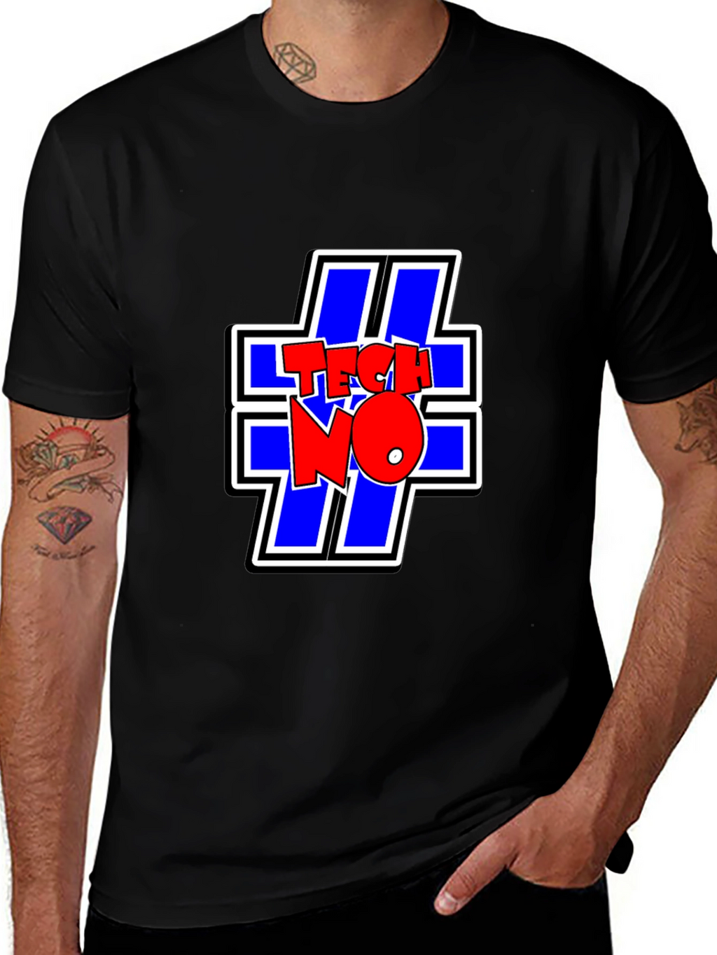 TECHNO Graphic Tee - Cool Black T-Shirt