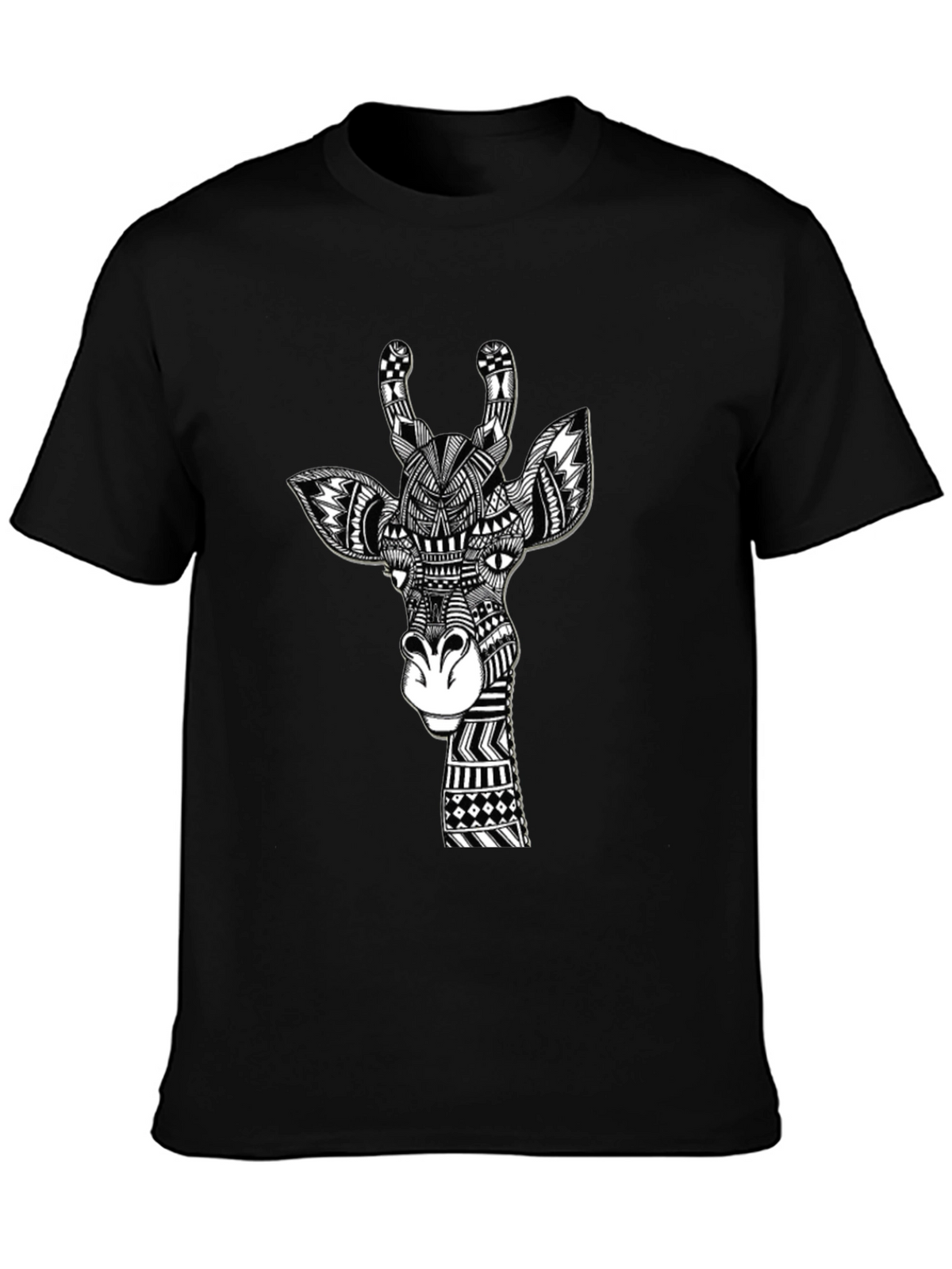 Giraffe Art Black T-Shirt Unique Design