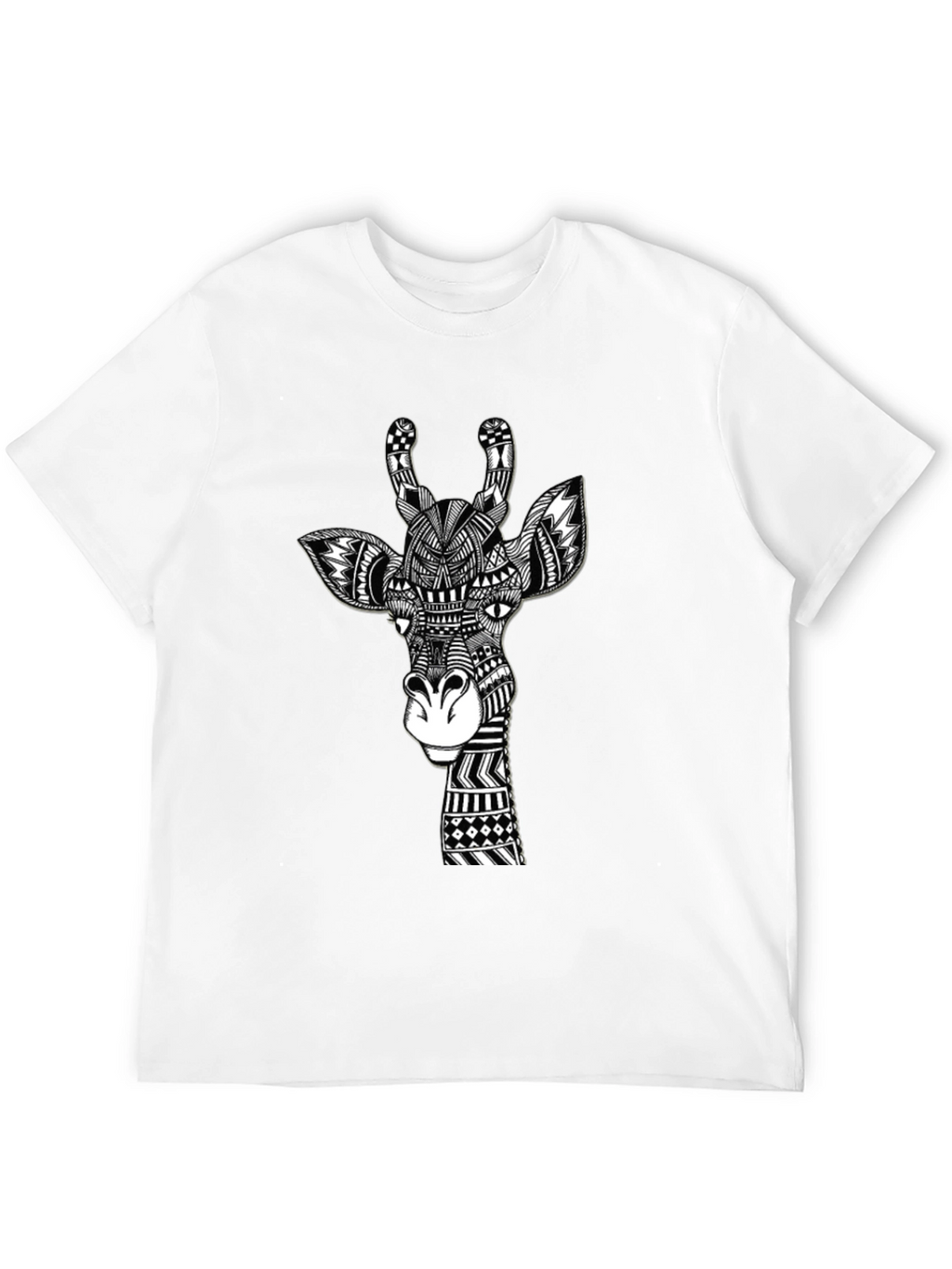Giraffe Art Black T-Shirt Unique Design
