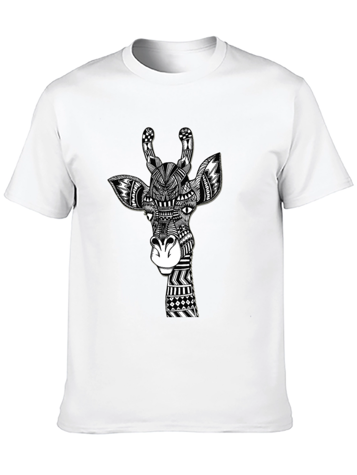 Giraffe Art Black T-Shirt Unique Design