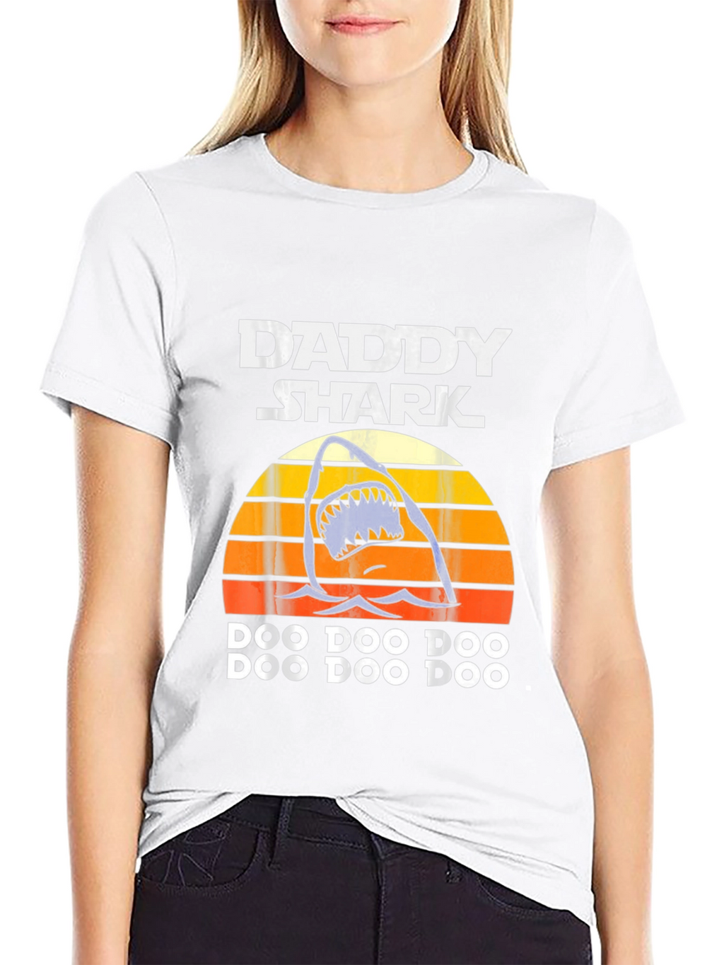 Daddy Shark T-Shirt - Mens Black Cotton Graphic Tee