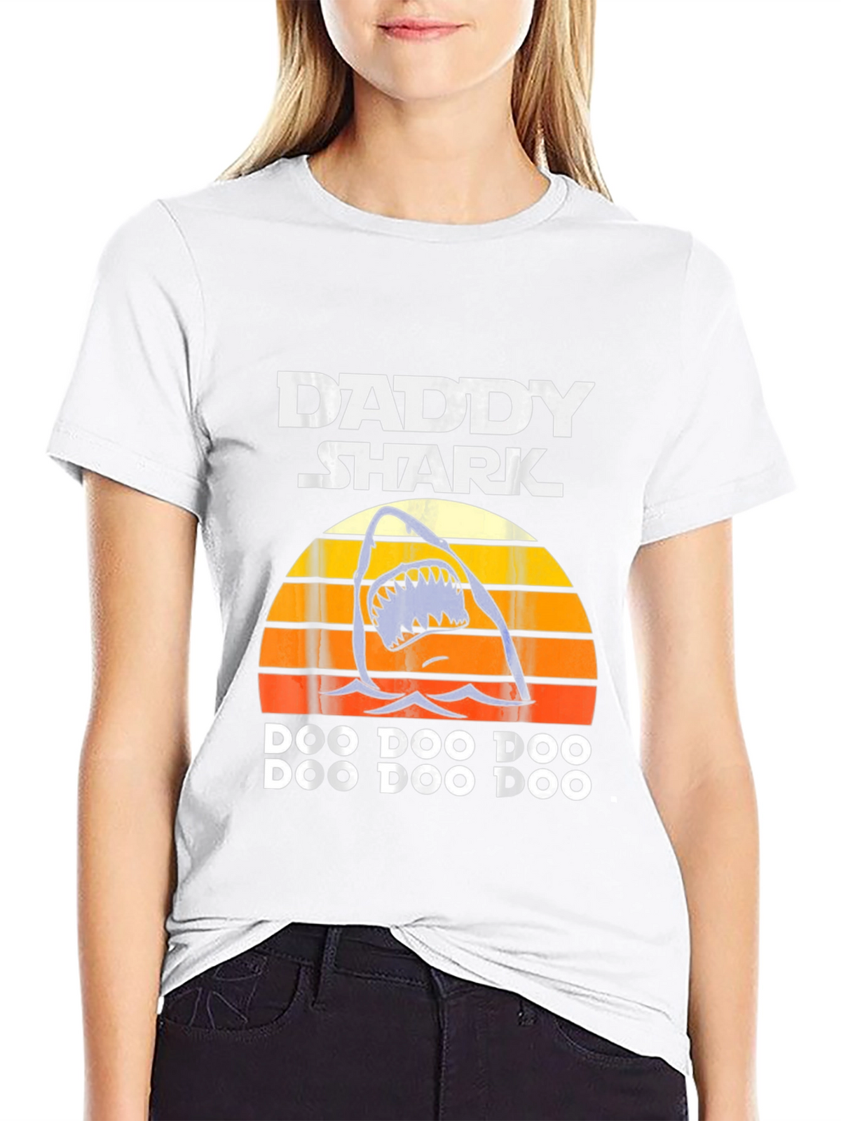 Daddy Shark T-Shirt - Mens Black Cotton Graphic Tee
