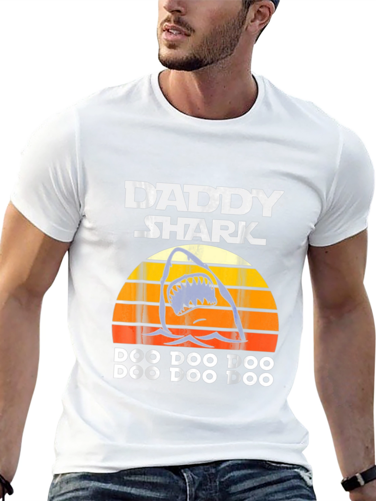 Daddy Shark T-Shirt - Mens Black Cotton Graphic Tee