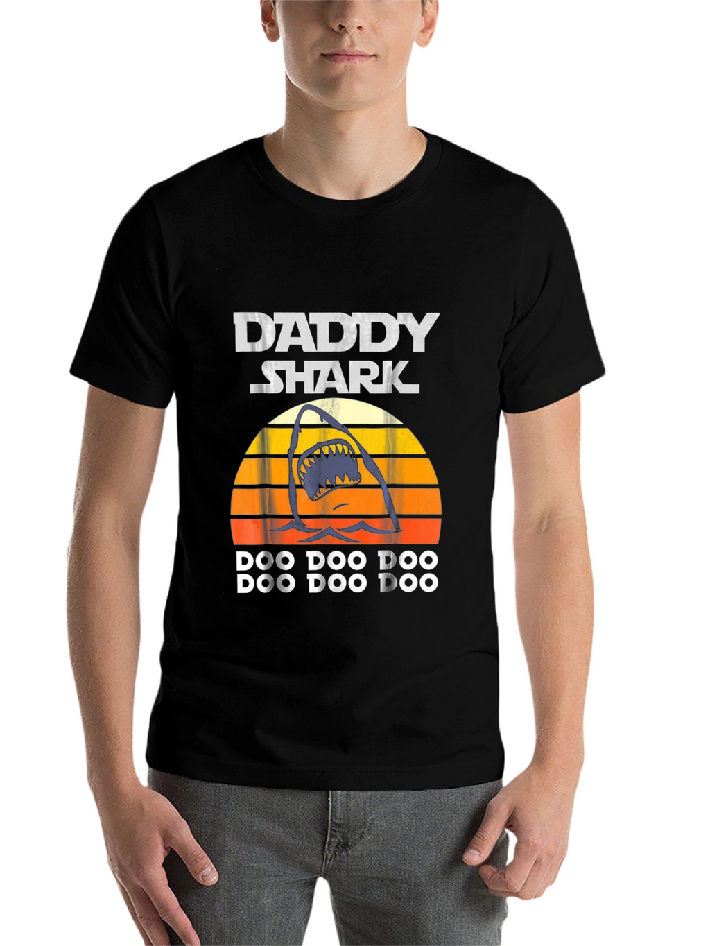 Daddy Shark T-Shirt - Mens Black Cotton Graphic Tee
