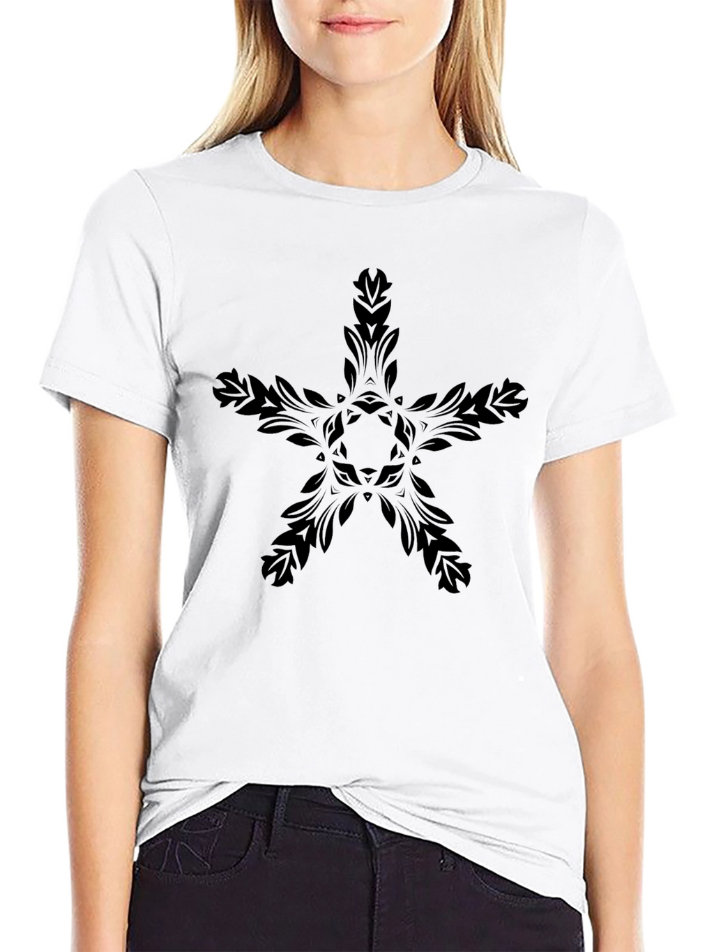 Black Floral Star Graphic Tee