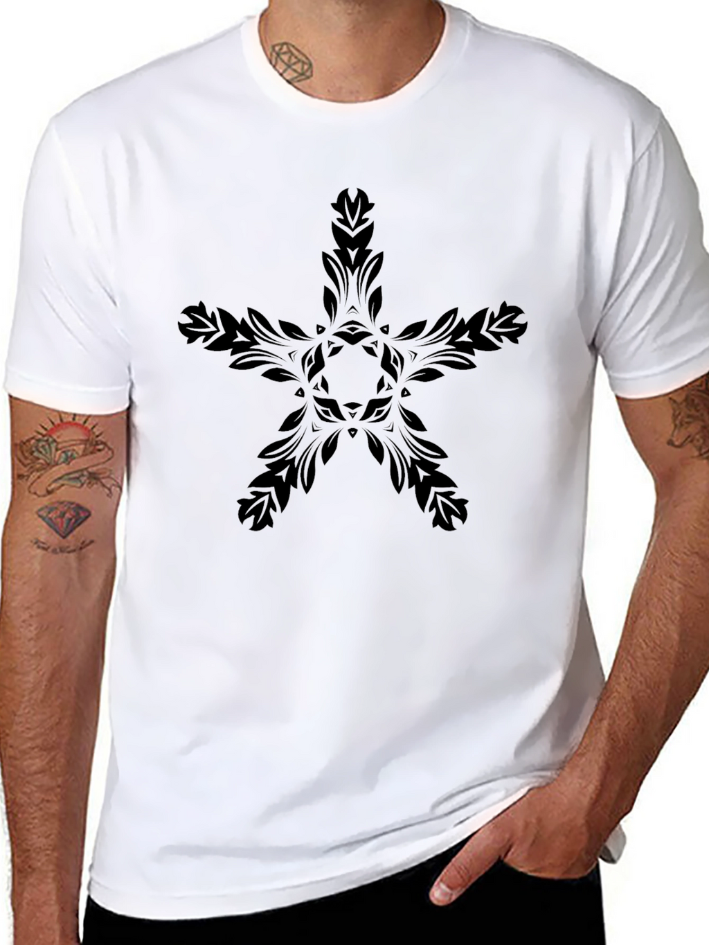 Black Floral Star Graphic Tee
