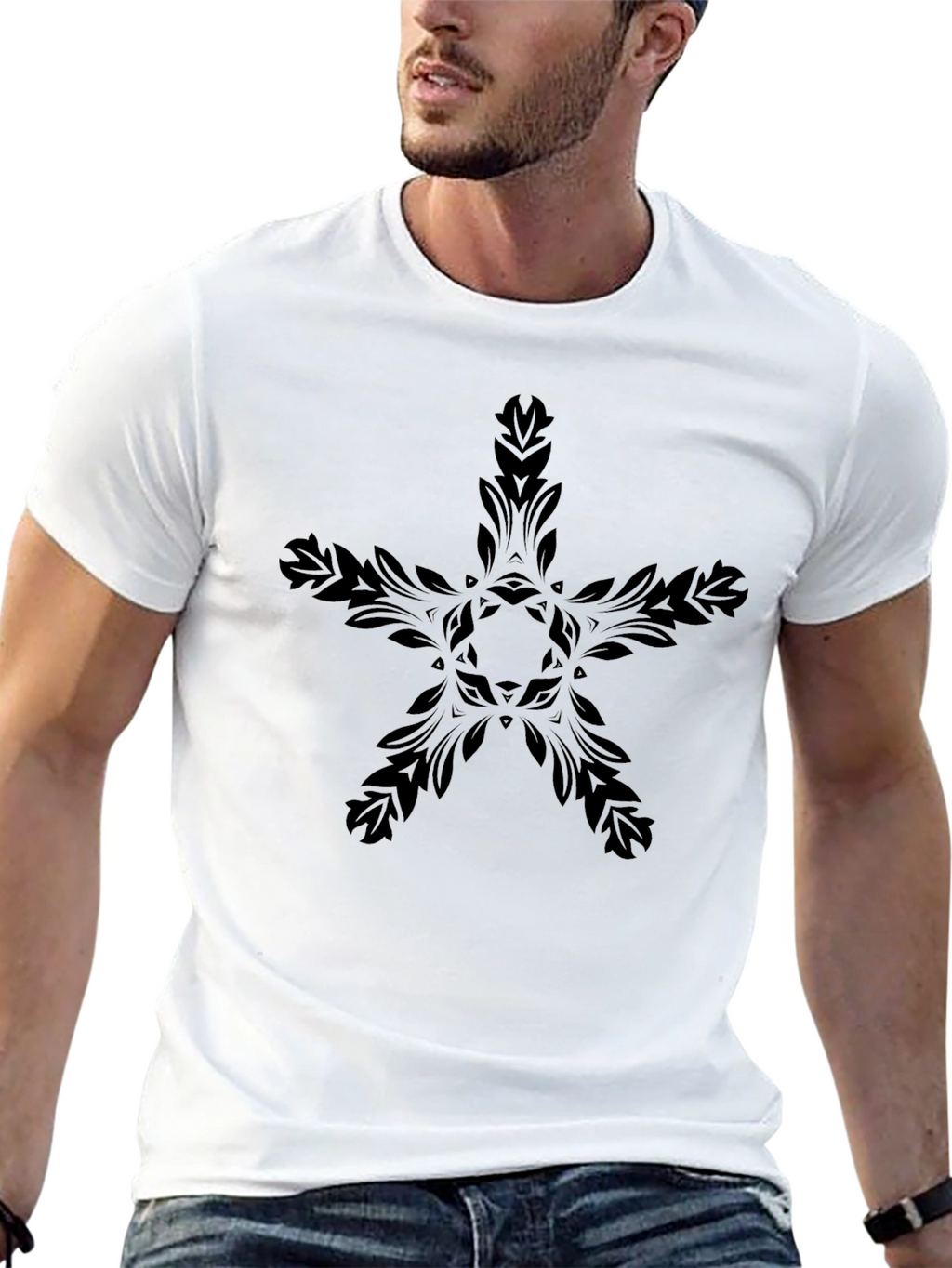 Black Floral Star Graphic Tee