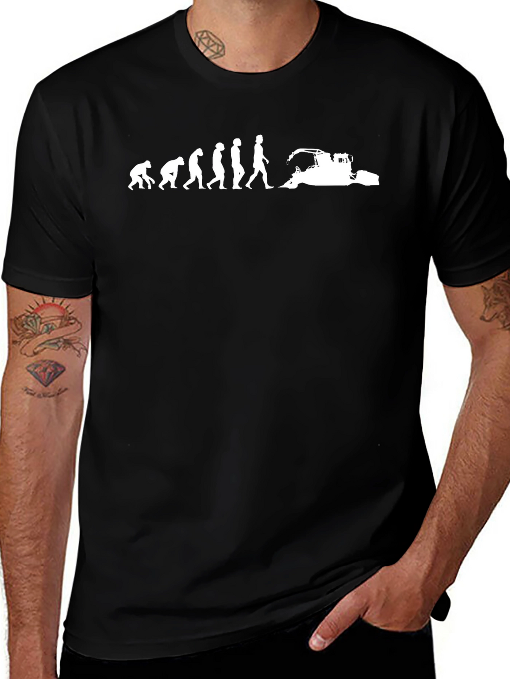 Evolution to Tractor T-Shirt - Black Cotton Tee