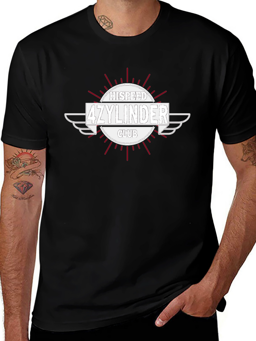 HiSpeed 4Zylinder Club Black Graphic Tee