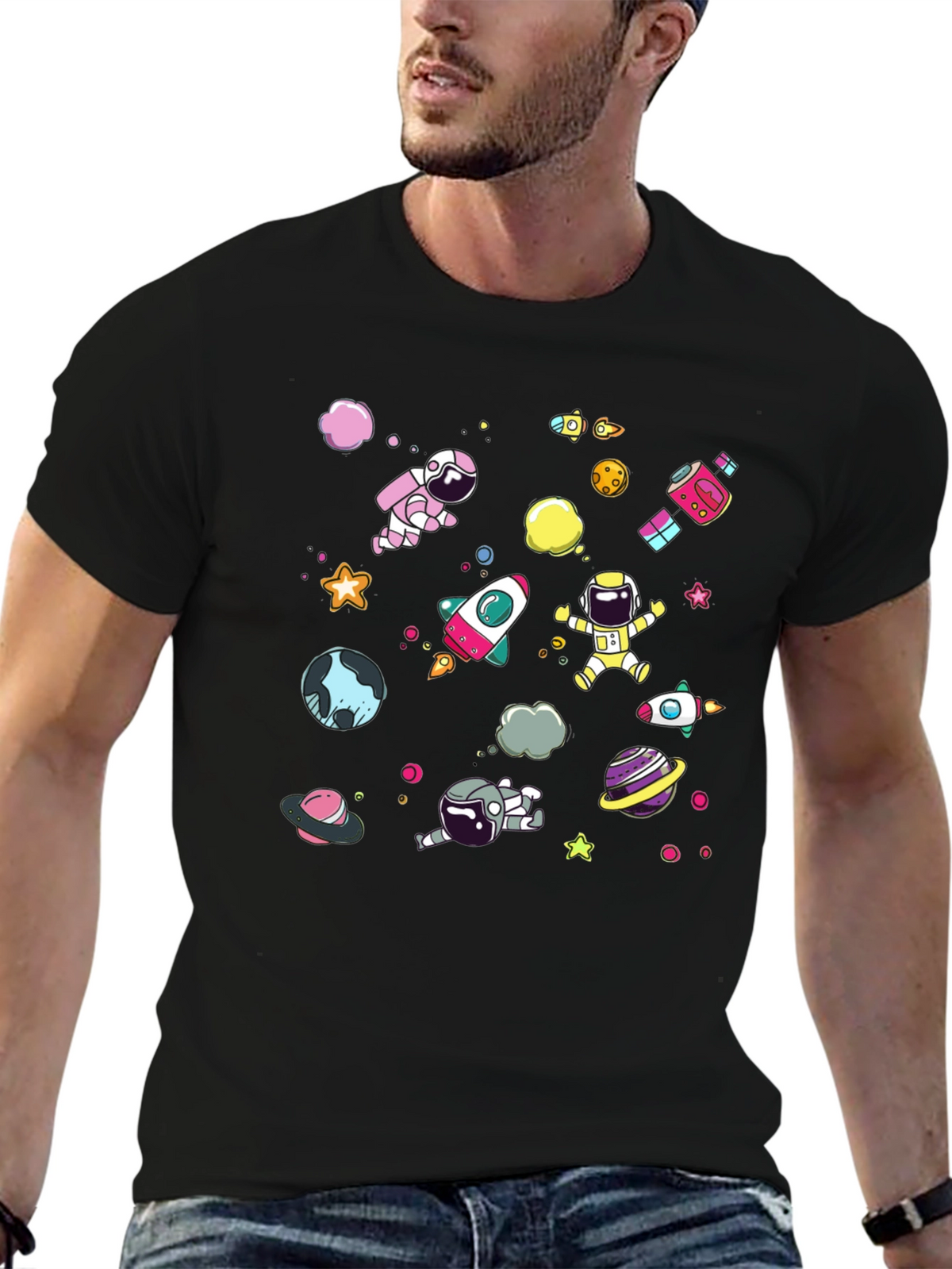 Space Explorer T-Shirt: Astronauts & Planets Design