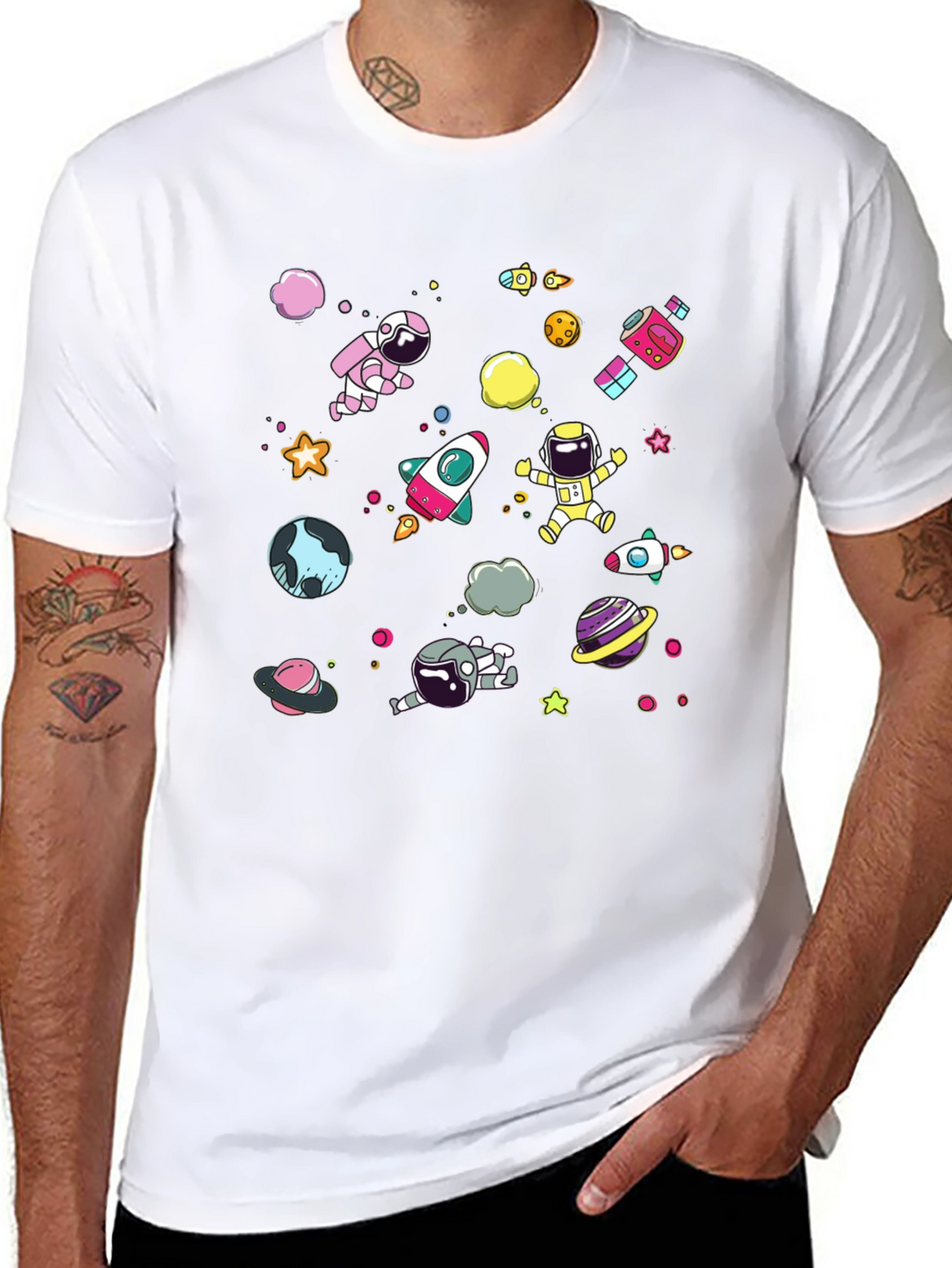 Space Explorer T-Shirt: Astronauts & Planets Design